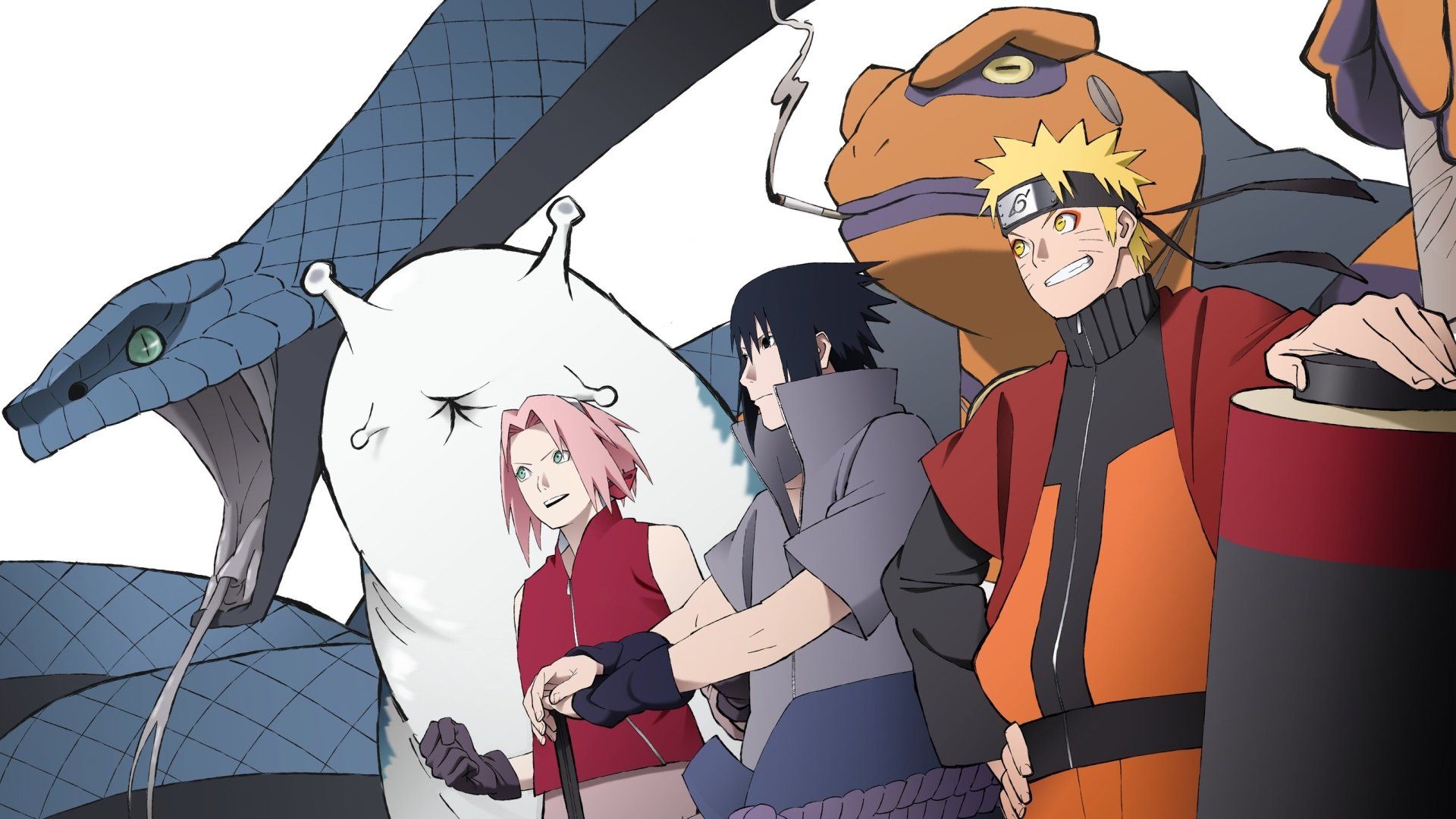 1920x1080 Download Gamakichi (Naruto) Katsuyu (Naruto) Naruto Uzumaki Sasuke Uchiha Sakura Haruno Anime Naruto Naruto & Sasuke HD Wallpaper by おはこ。x1536