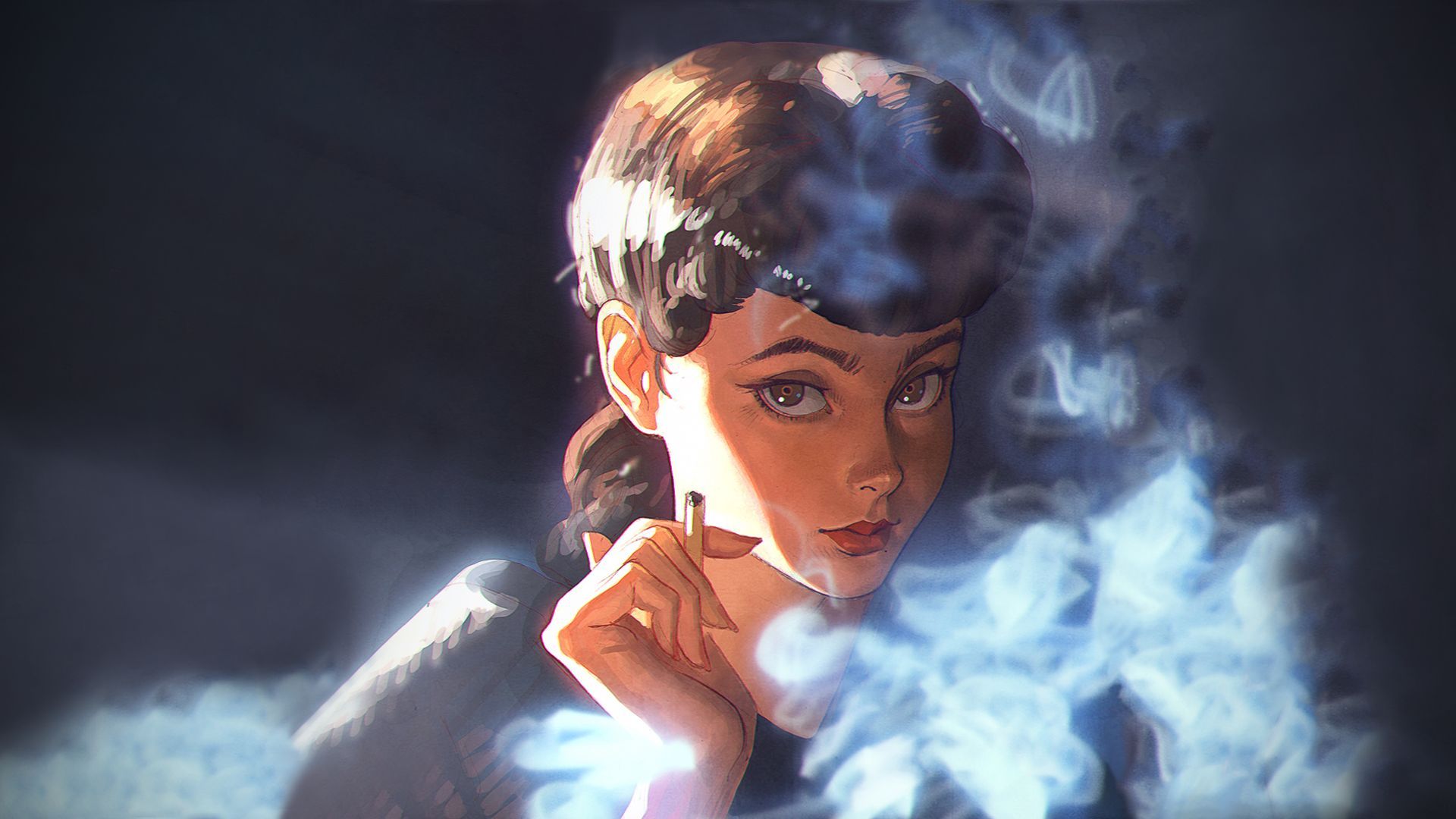 1920x1080 Desktop wallpaper: Rachael (Blade Runner), Blade Runner, Movie, Smoke 4K free download for PC. 680194