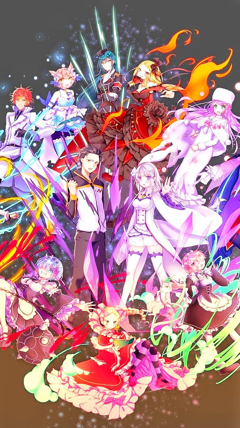 800x1423 Rezero, anime, echidna, emilia, frederica, natsuki, petra, ram, rem, subaru, HD phone wallpaper