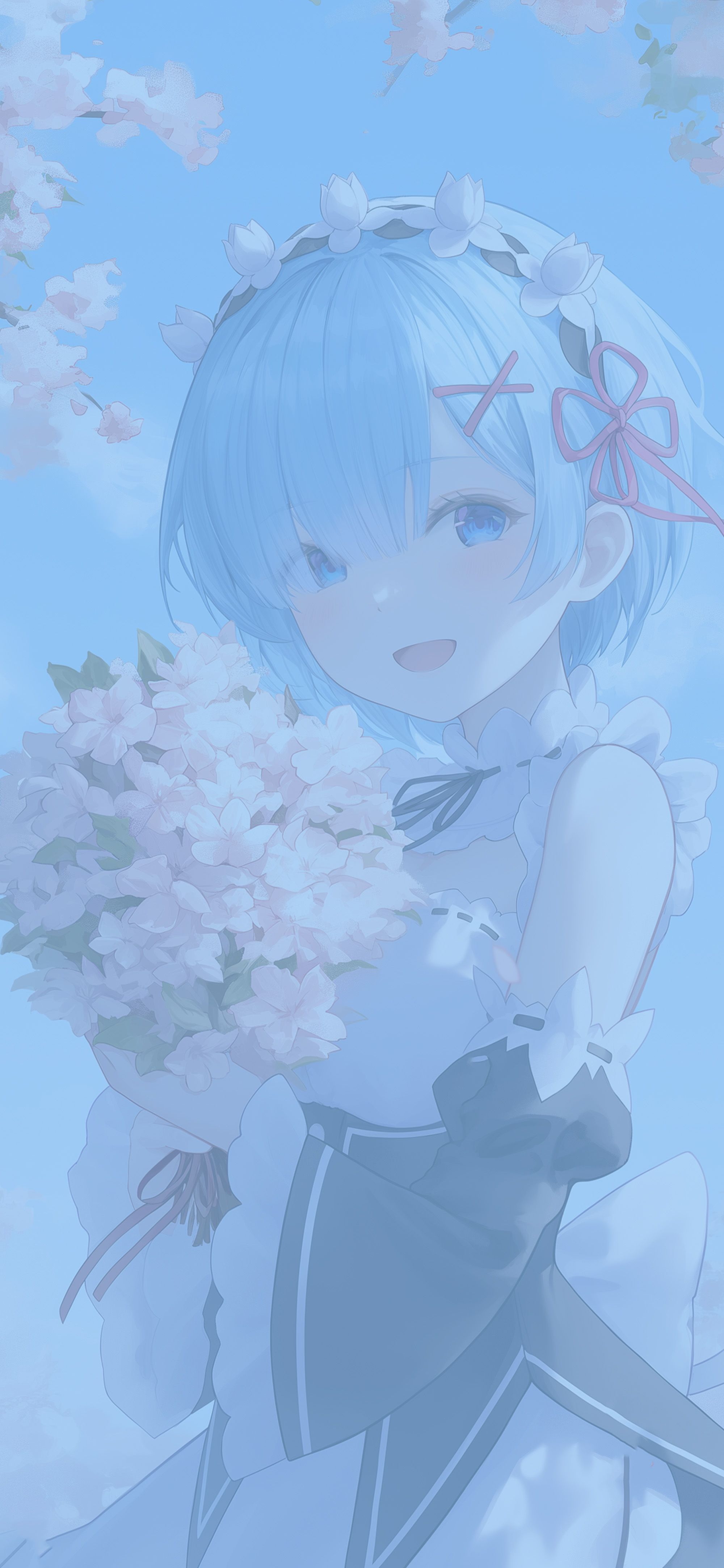2000x4329 Rem Re:Zero Cherry Blossom Romantic Wallpaper