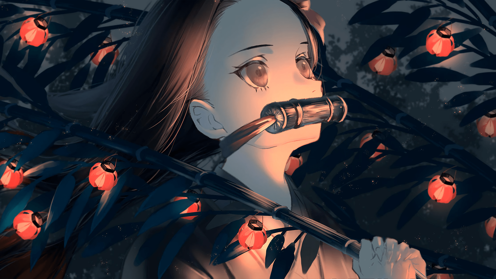 1920x1080 Nezuko Amidst Bamboo Slayer HD Wallpaperx1080