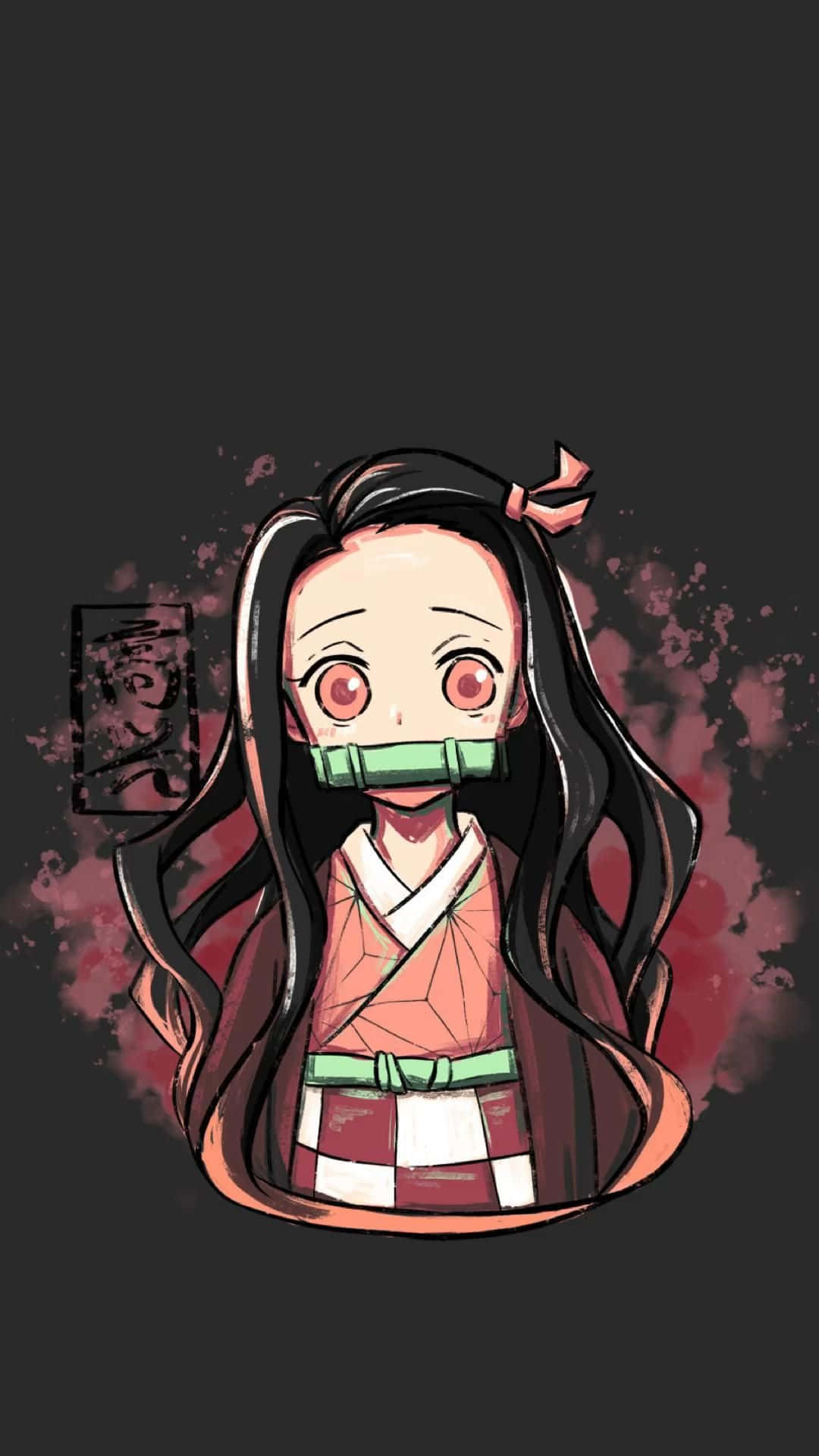 1080x1920 Download Dark Minimalist Cute Nezuko Kamado Digital Painting Wallpaper