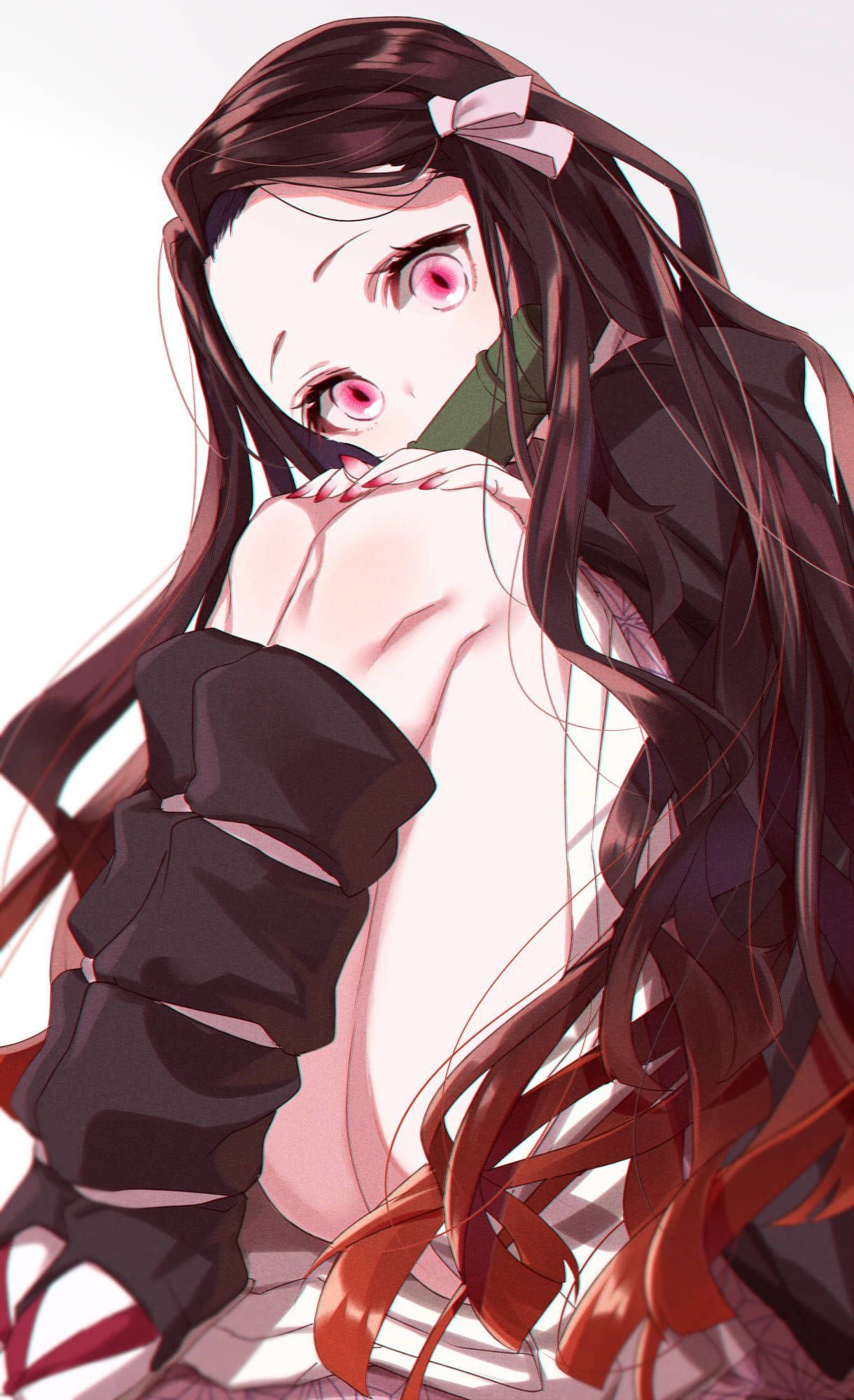 1220x2000 Download Nezuko Kamado, standing alone and determined Wallpaper