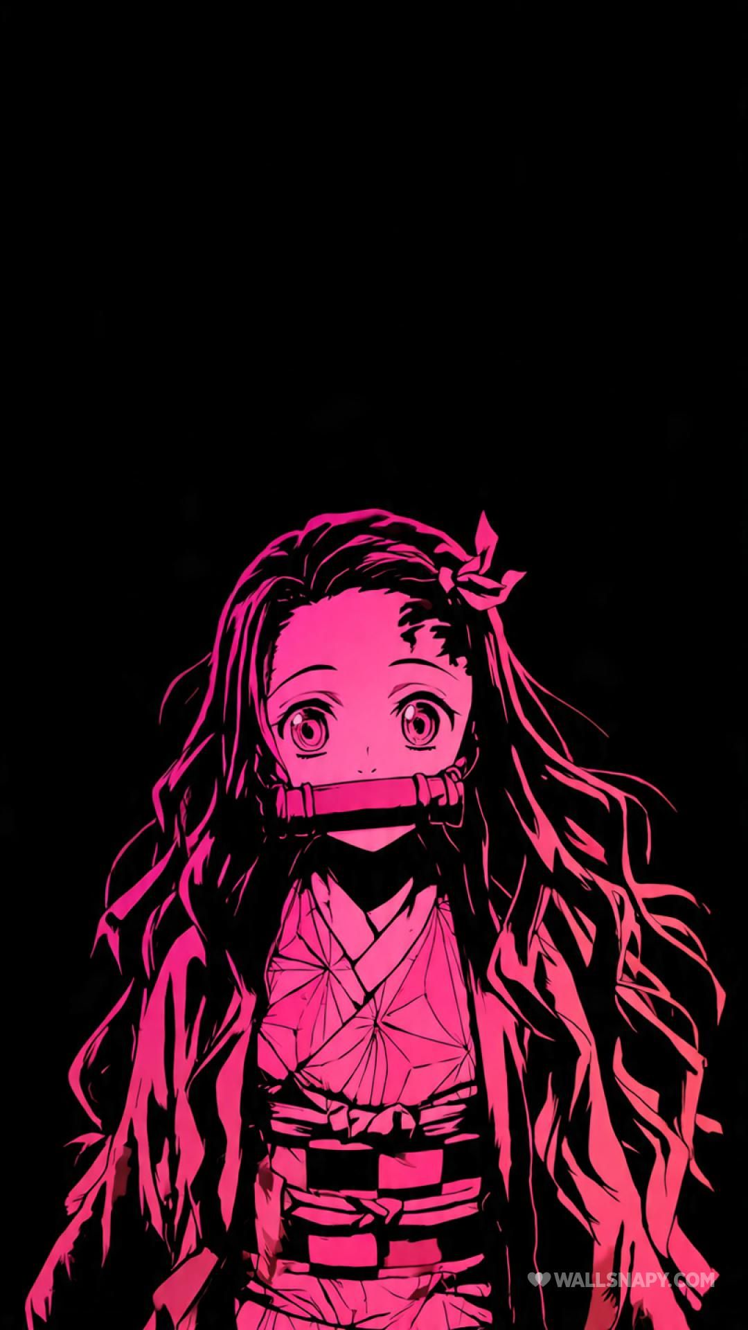 1080x1920 Demon slayer nezuko amoled dark 4k wallpaper