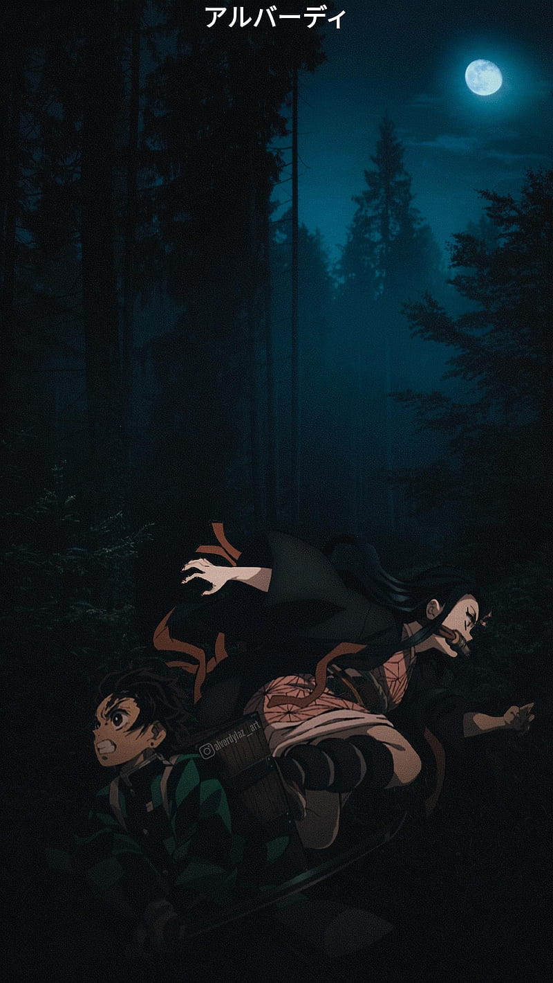 800x1420 HD nezuko kamado moon wallpaper
