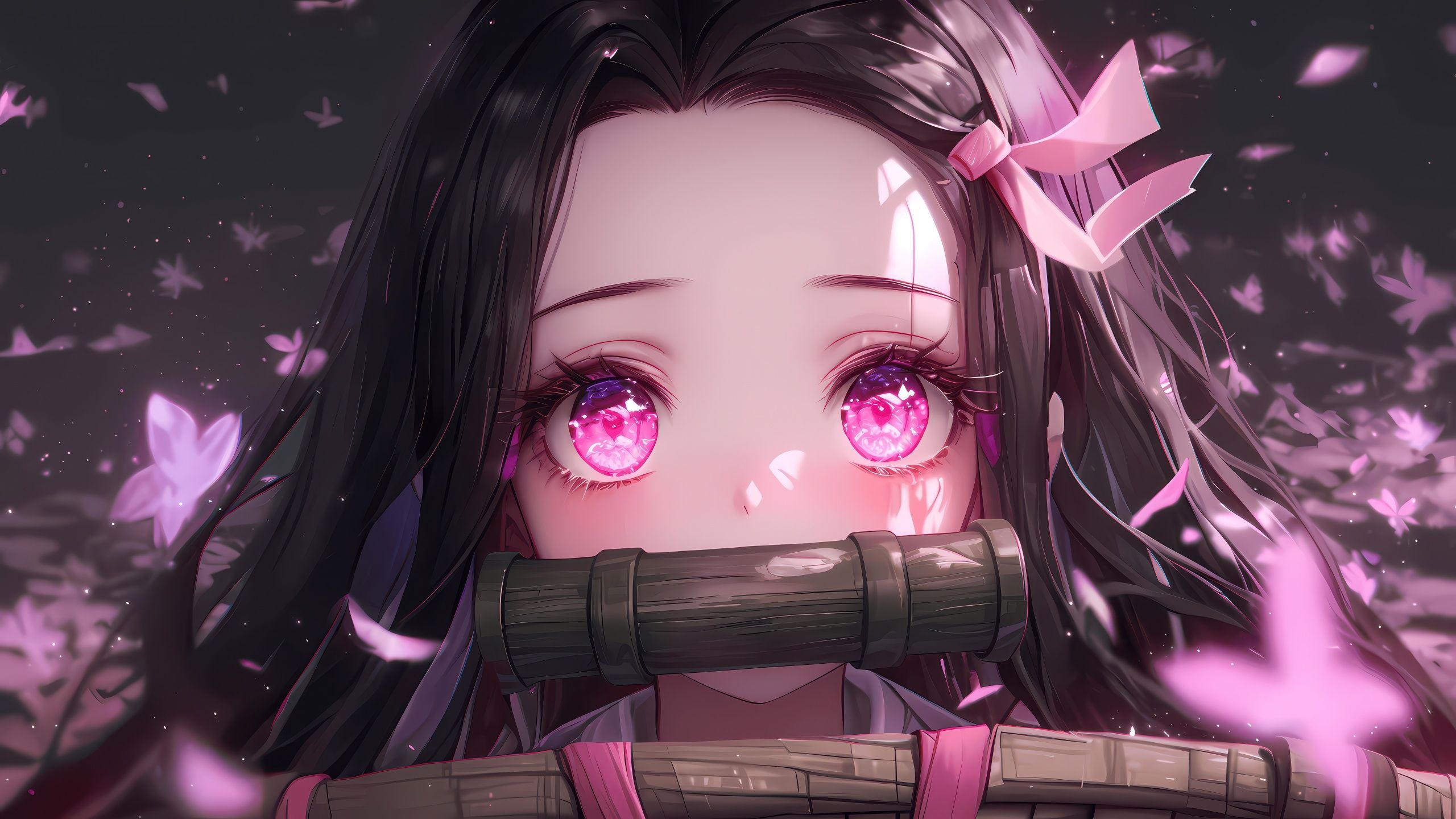 2560x1440 Nezuko Kamado Wallpaper 4K, Cute art, Pink aesthetic, Kimono