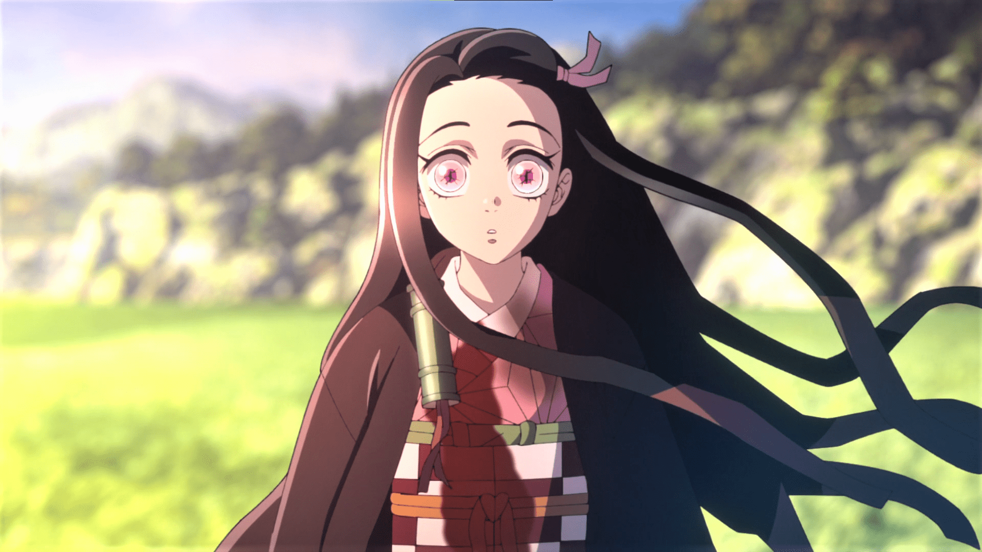 1920x1080 HD Wallpaper of Nezuko Kamado from Demon Slayer: Kimetsu no Yaiba Animex1080