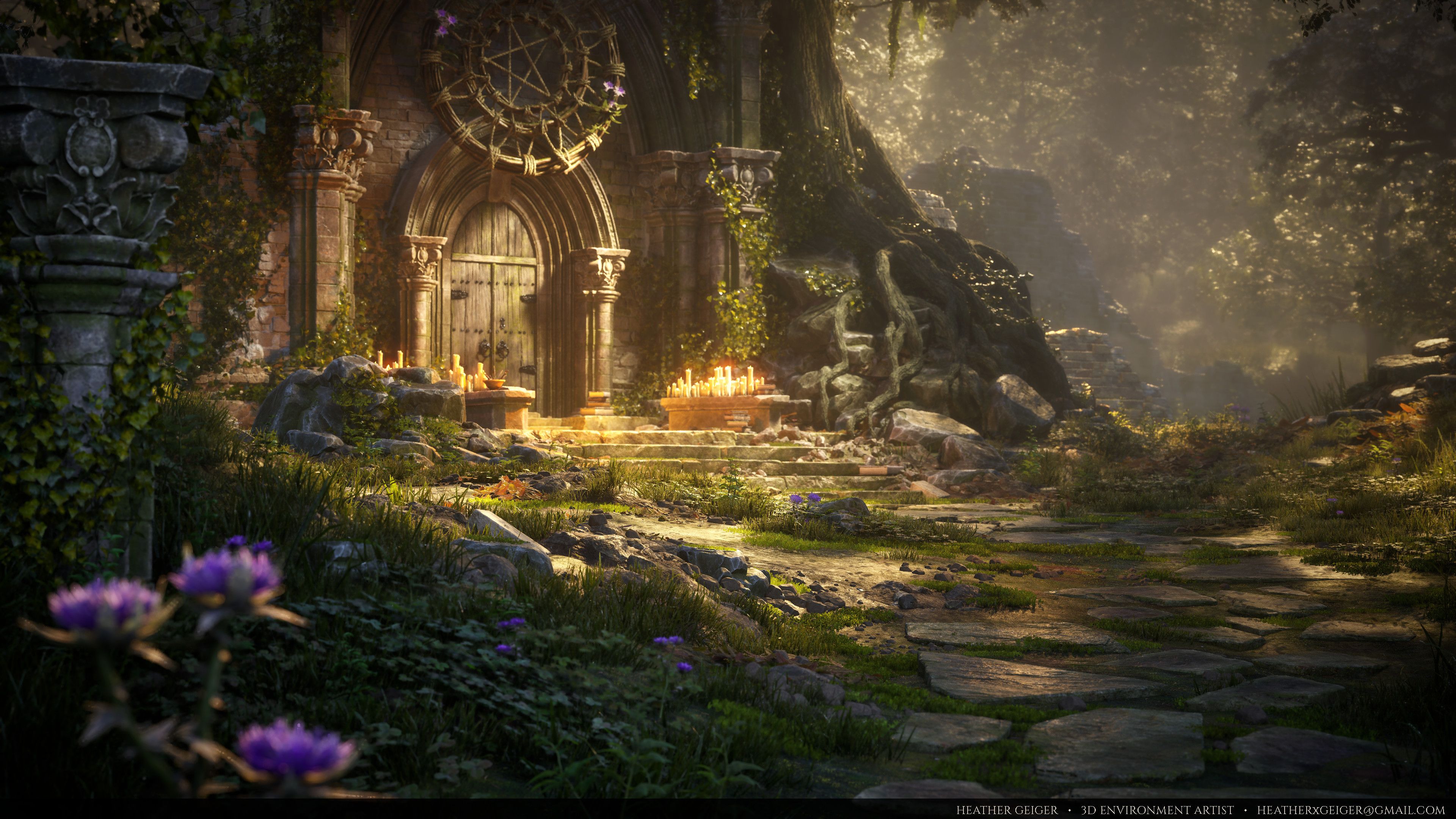3840x2160 Fantasy Ruins Forest Environment. Unreal Engine 5. Modular Dark Fantasy 3D Landscape