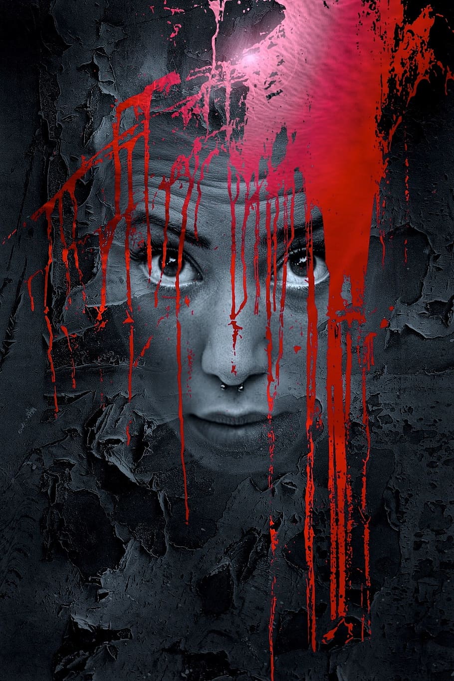 910x1365 person face, red, paint 3D, wallpaper, portrait, fantasy, face