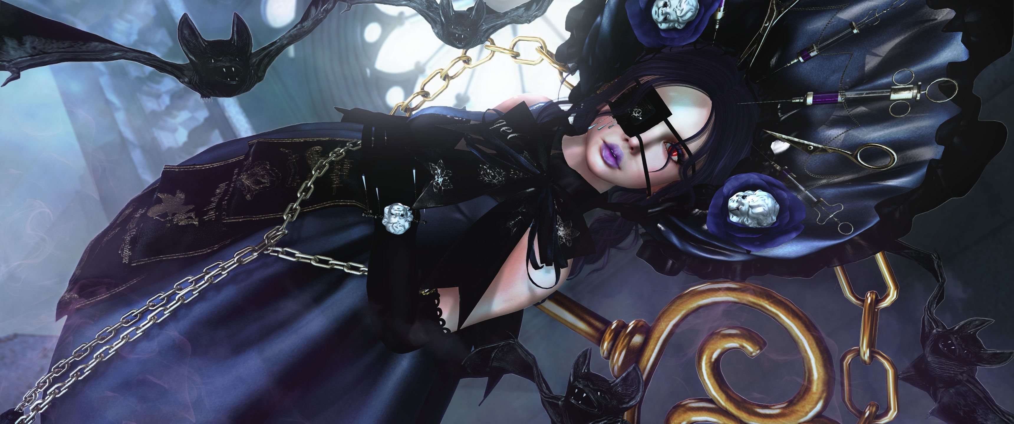 3440x1440 Download 3D fantasy girl, 3D, Young woman, Fantasy, Gothic Wallpaper in 3440x1440 Resolution