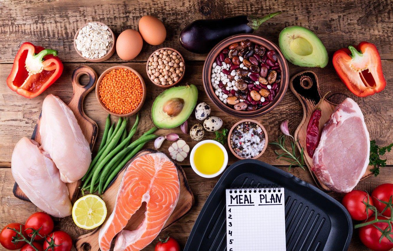 1332x850 Wallpaper eggs, fish, vegetables, cereals, healthy food image for desktop, section еда