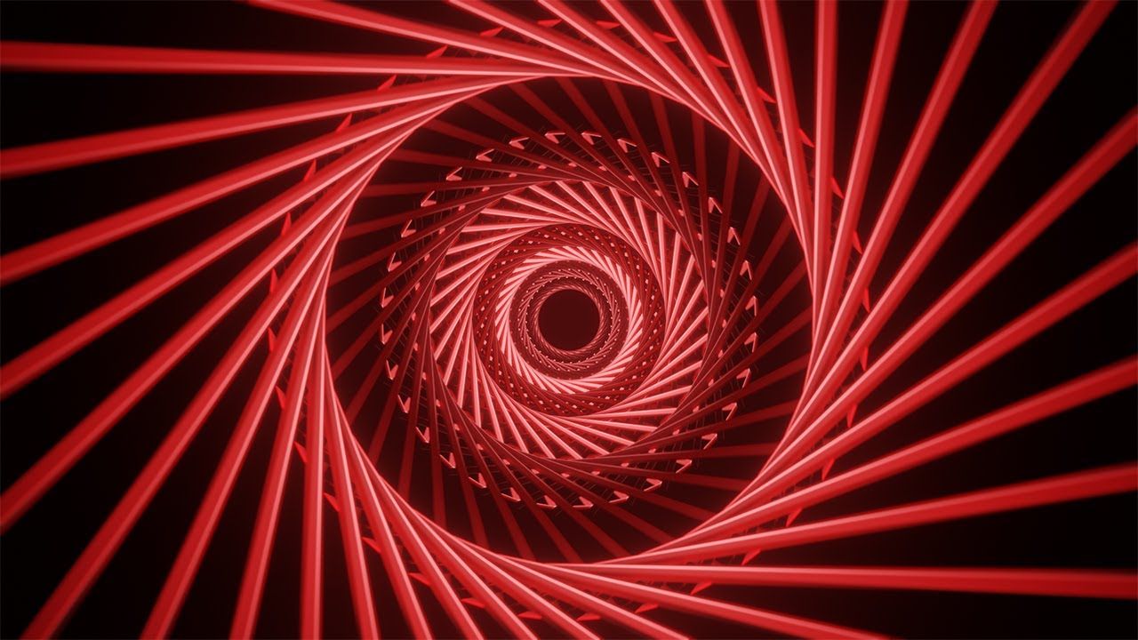 1280x720 RED LATTICE SPIRAL TUNNEL ON A BLACK BACKGROUND. Video Loop