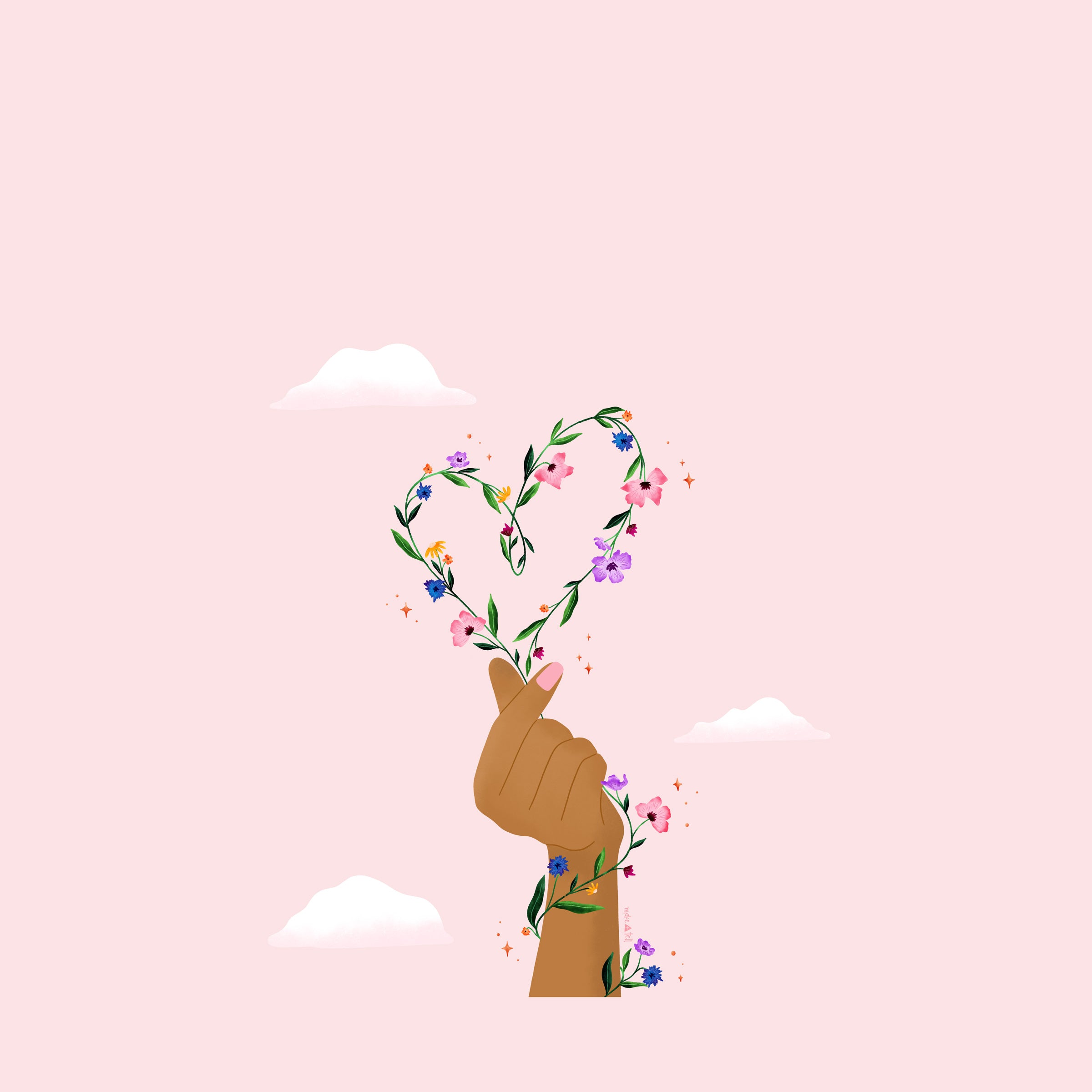 2400x2400 Floral Korean hand heart desktop, phone and tablet wallpaper