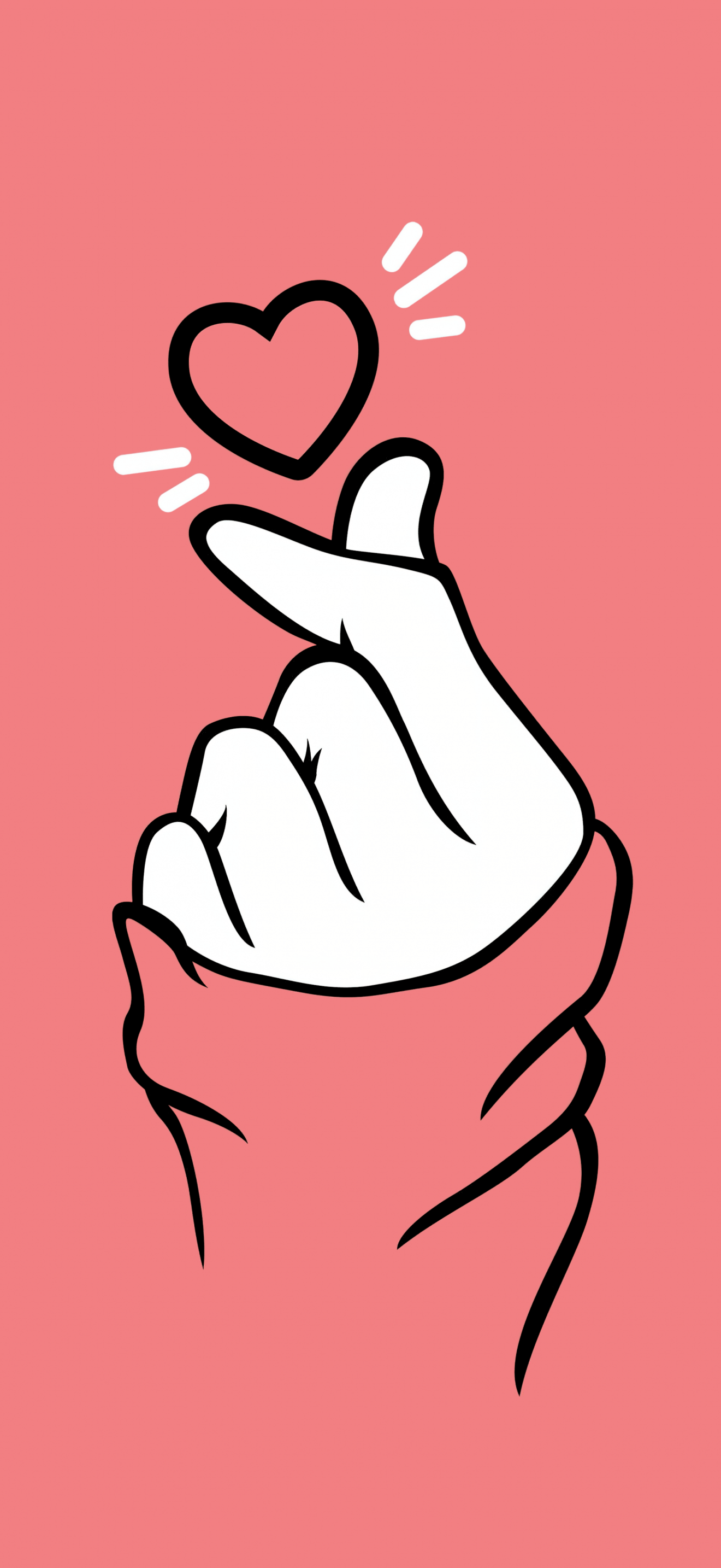 1320x2868 Finger heart Wallpaper 4K, Pastel pink, Minimalist