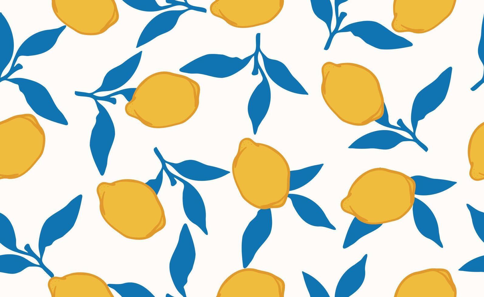 1593x980 Hand drawn italian lemon seamless pattern. Whimsical blue, yellow summer print. Italy citrus floral sketch. Fruit background for wedding, packaging, fabric, wrapping paper. Trendy illustrat