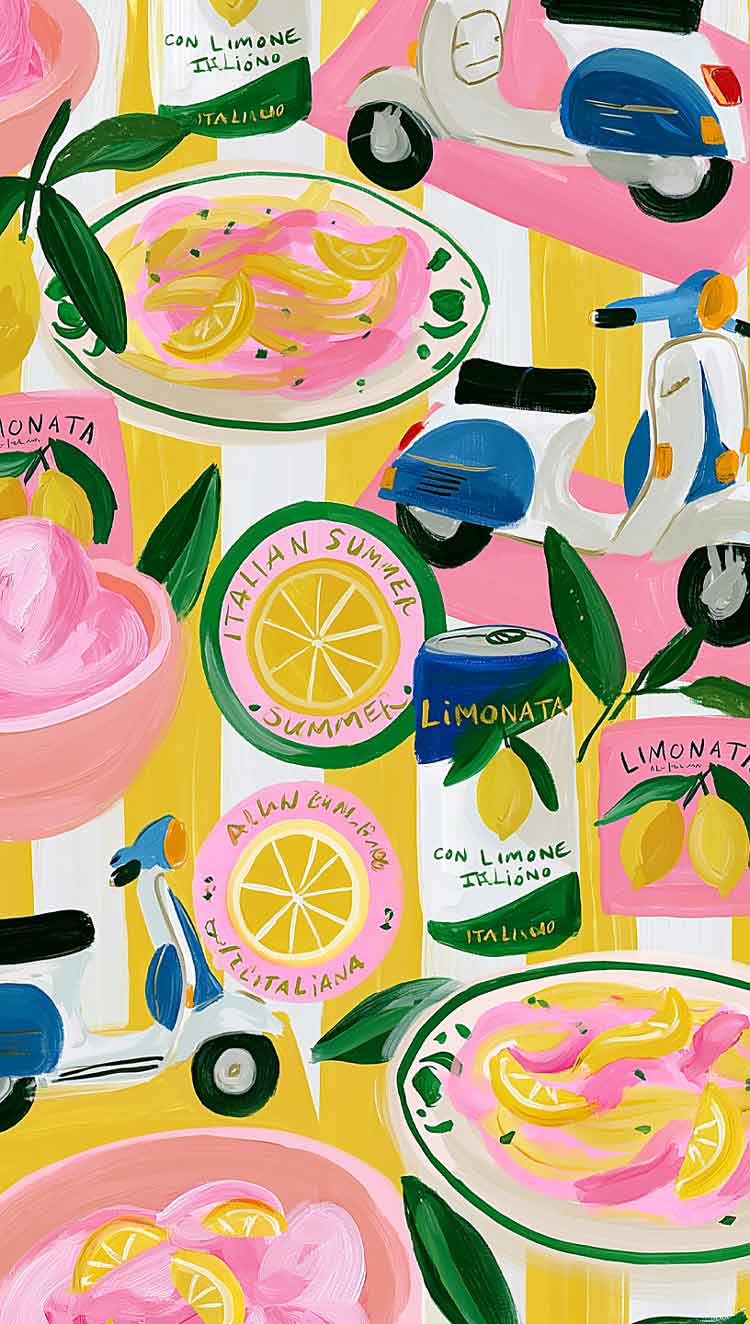 750x1324 Free Blue & Yellow Amalfi Aesthetic Inspired Summer Wallpaper