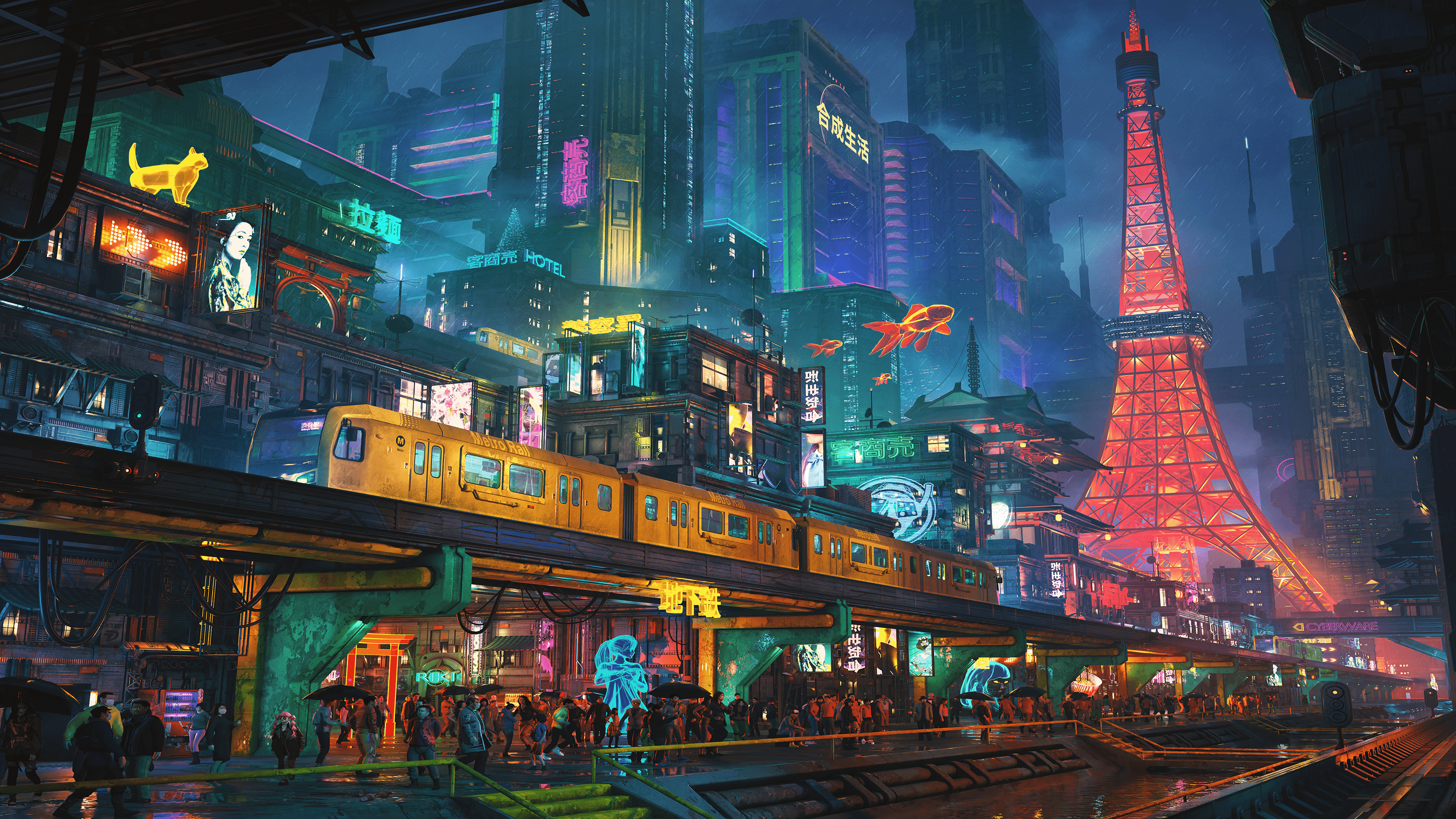 3840x2160 Neon Tokyo Tower