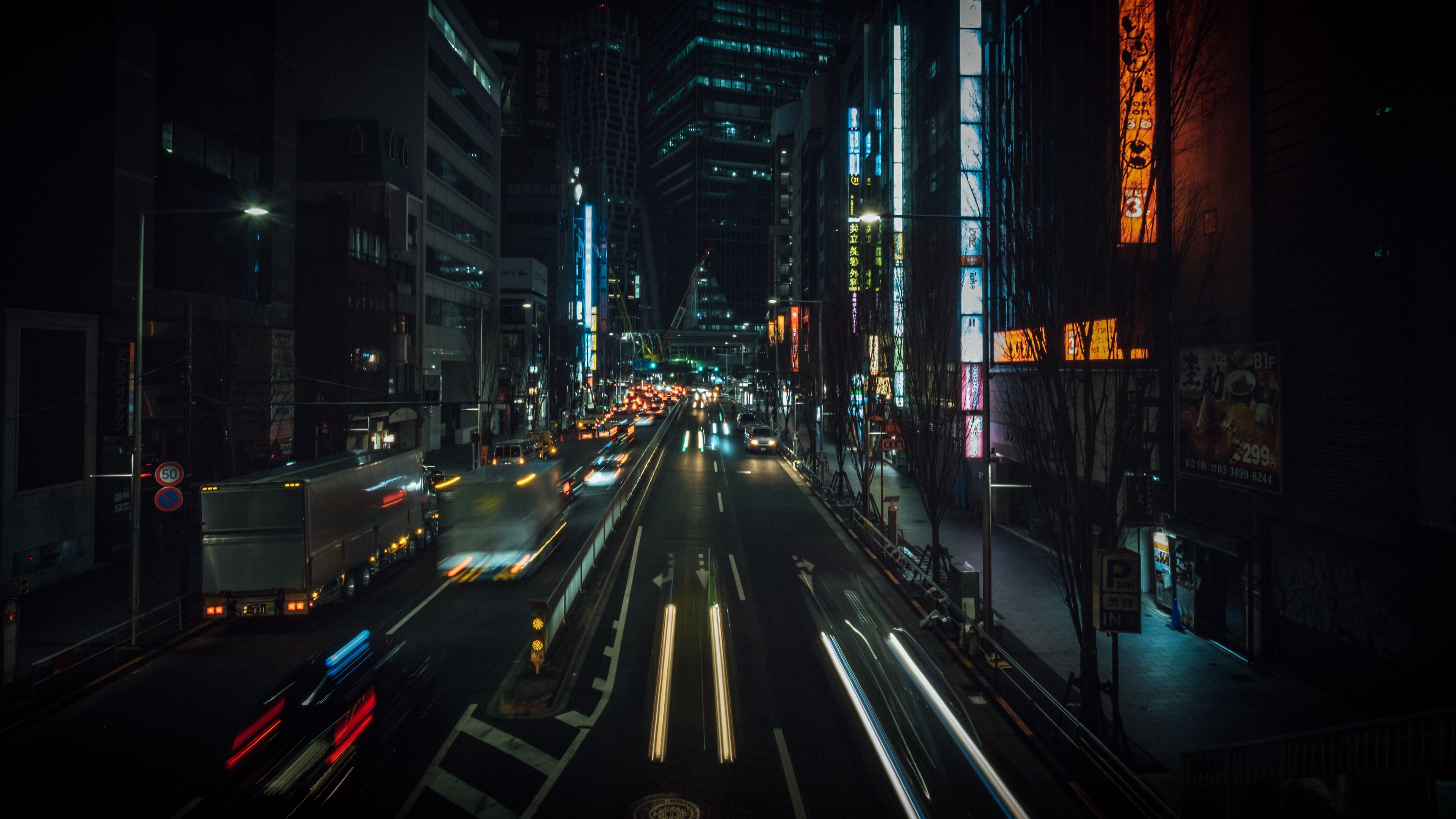 3840x2160 Download wallpaper 3840x2160 night city, street, city lights, traffic, buildings, tokyo, japan 4k uhd 16:9 HD background