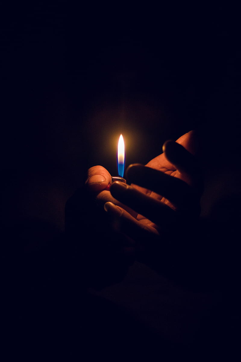800x1200 Candle, hand, flame, dark, HD phone wallpaper