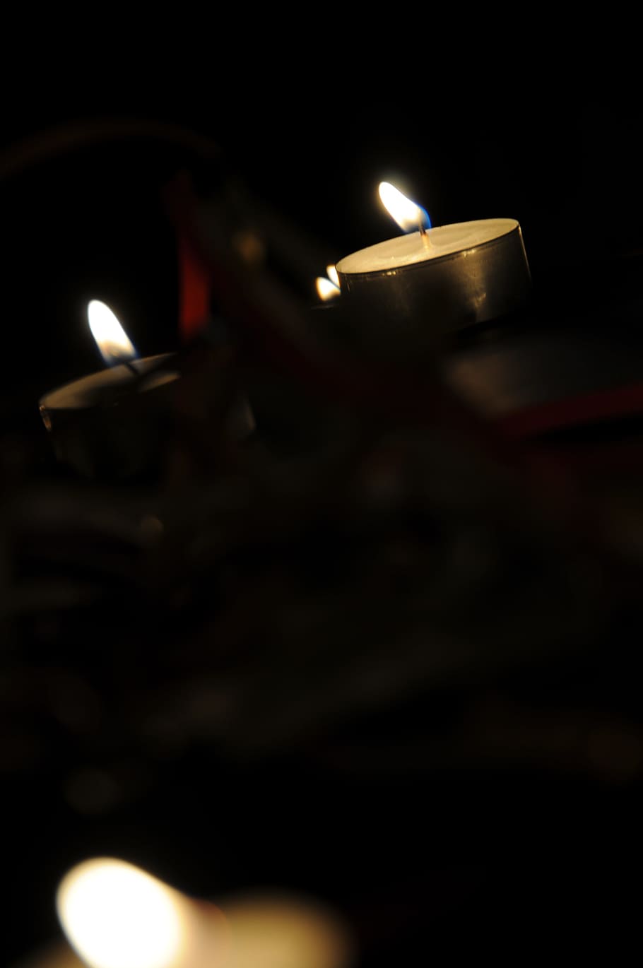 910x1370 HD wallpaper: Tealight, Candlelight, Dark, Candles, fire, birthday, romance