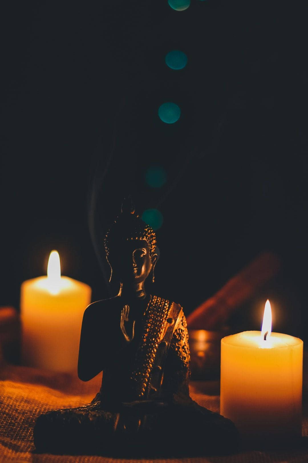 1080x1624 Download Black Buddha Candles Wallpaper