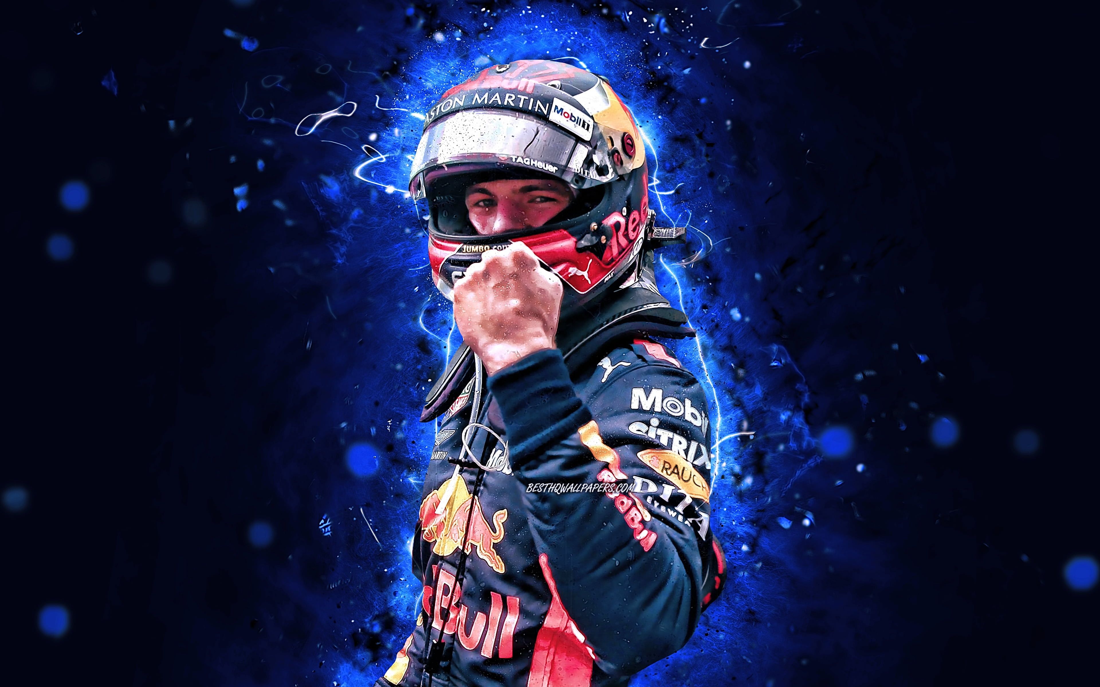 3840x2400 Wallpaper formula one, Max Verstappen, Red Bull Racing F Aston Martin Red Bull Racing, Verstappen, Red Bull Racing Max Verstappen Formula blue neon lights for mobile and desktop, section мужчины