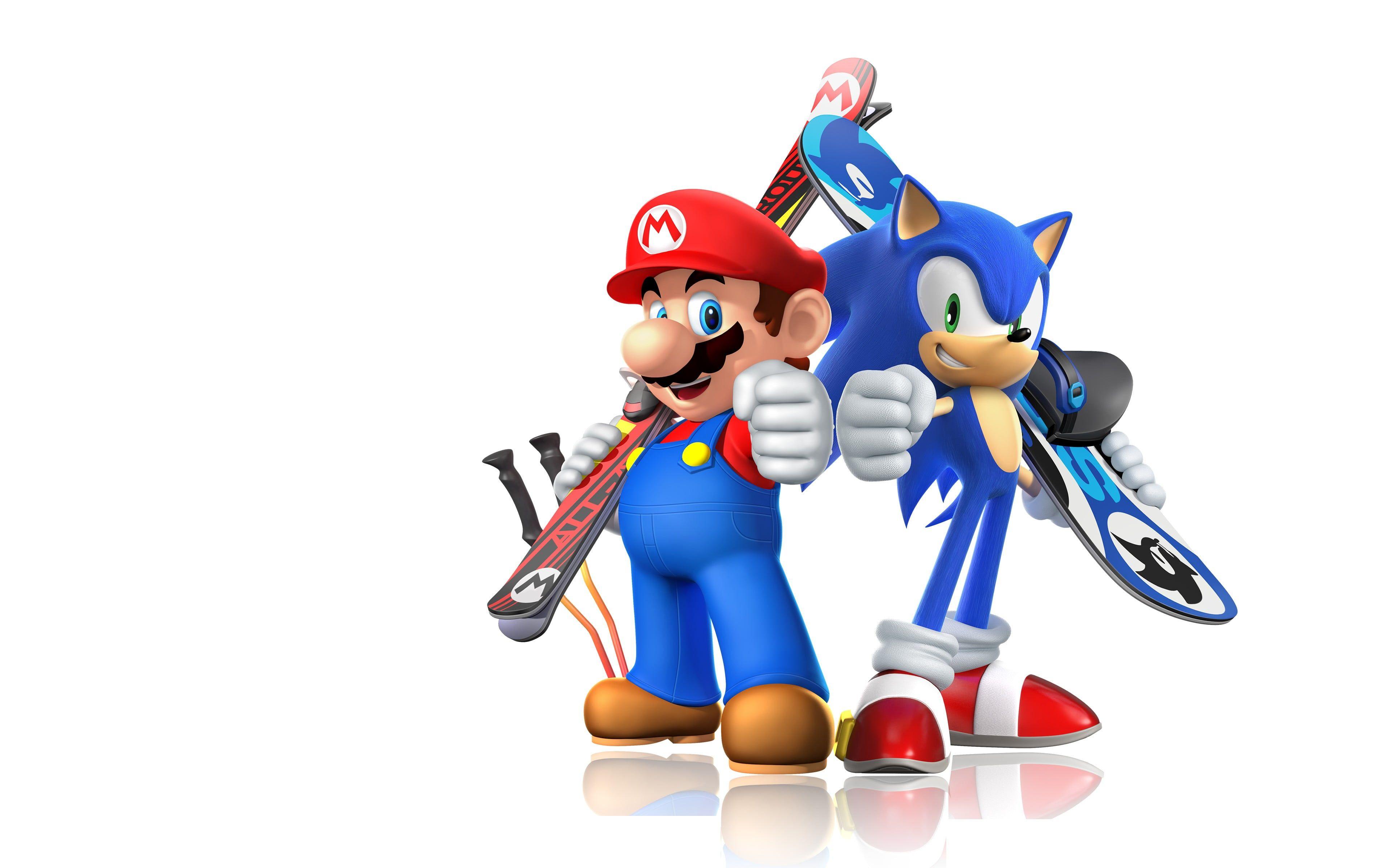 3840x2400 Sonic Con Mario Bros HD Wallpaper