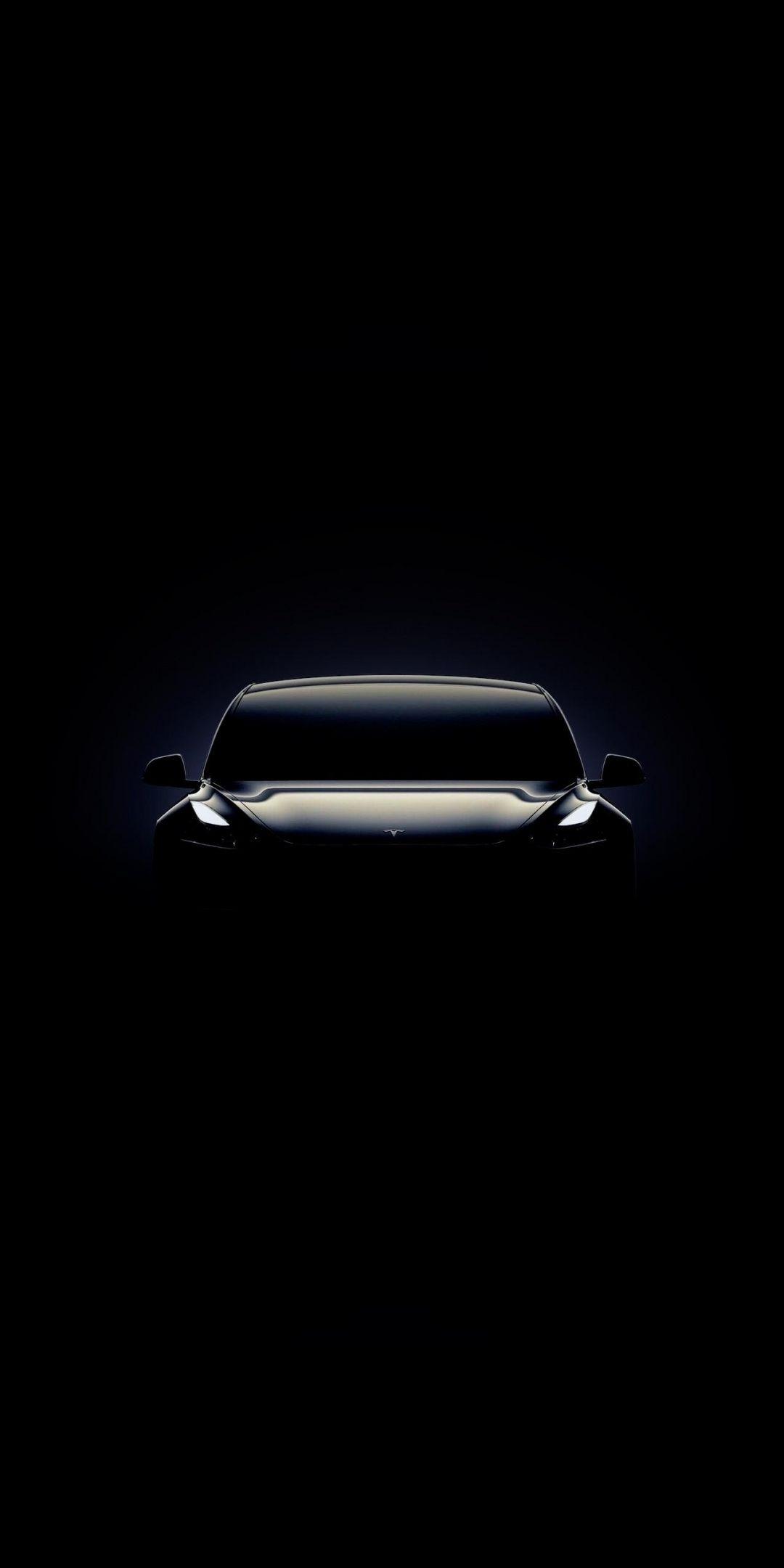 1080x2160 Black Tesla Model 3 Wallpaper