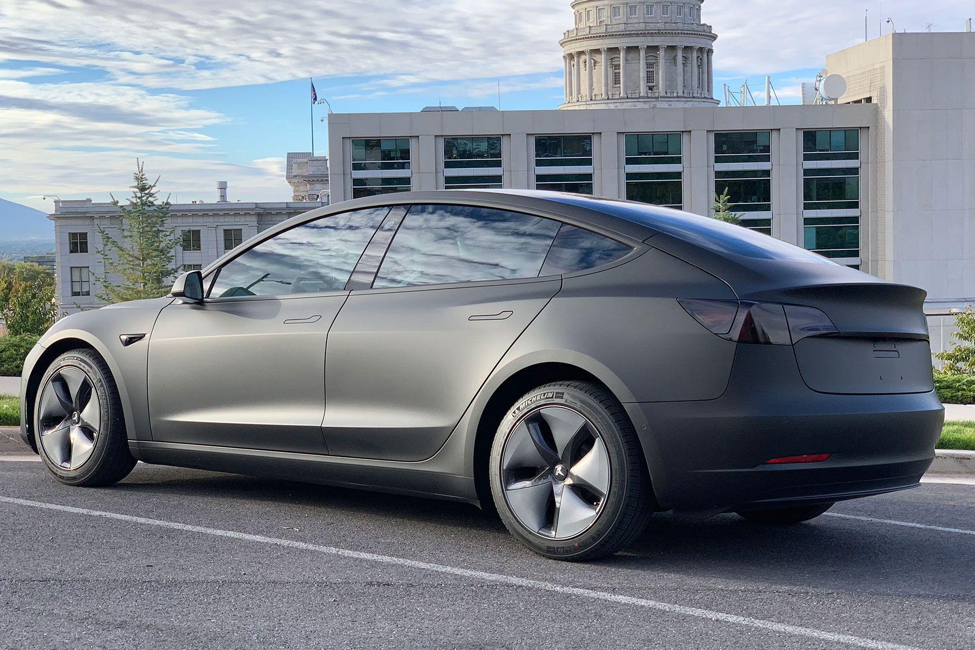 1920x1280 Matte black Tesla Model stunning photo, wrap cost and info