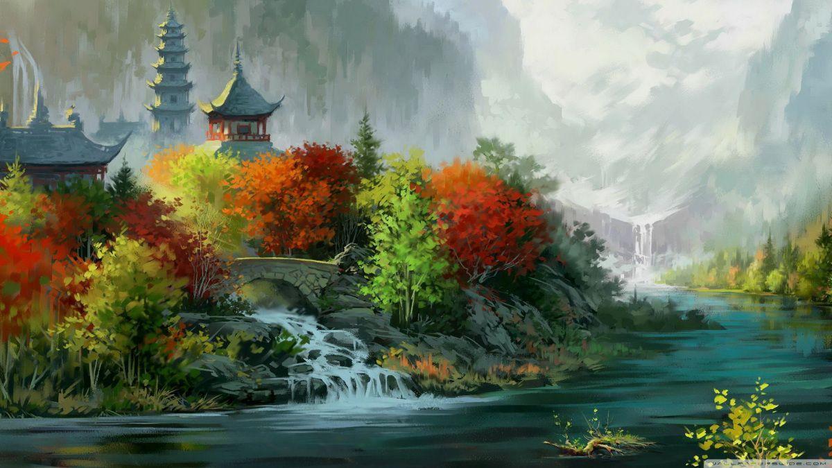 1200x675 Artistic. Nature paintings, Art wallpaper, Japan painting