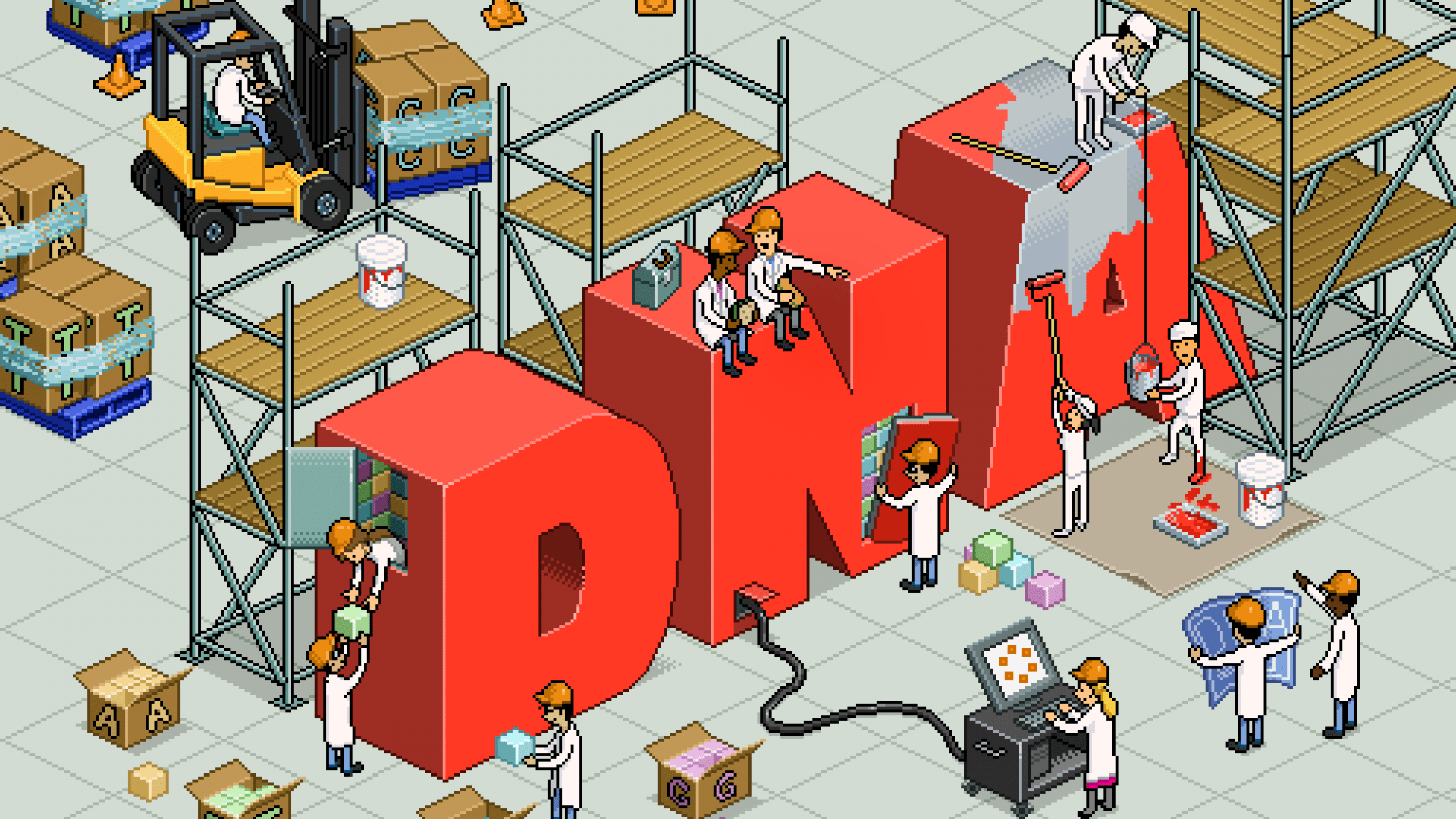 1920x1080 Pixels #PixelArt #ConstructionSite #Men #Workers #Dna d #Forklifts #Boxes #Science #Painters #Scaffolding #Wallpaper. Pixel art, Pixel, Wallpaper