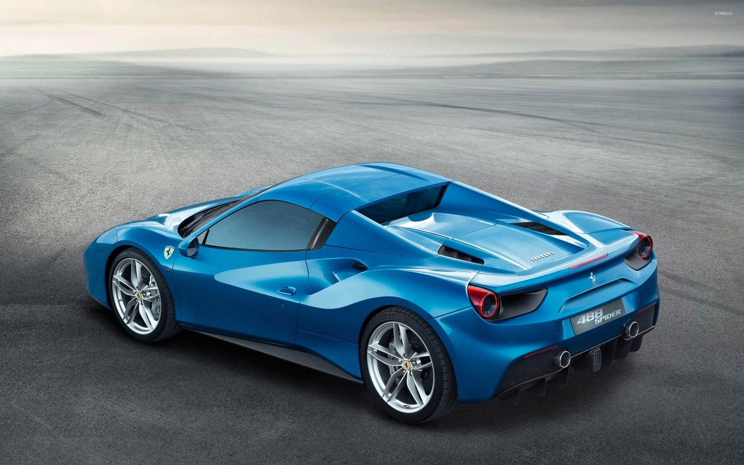 2560x1600 Blue Ferrari 488 Spider with top on wallpaper wallpaper