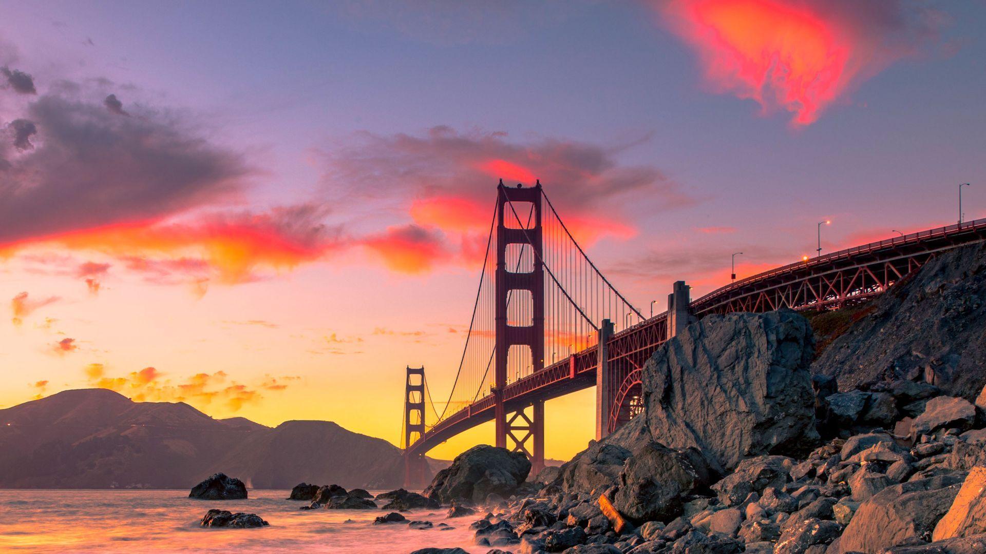 1920x1080 Wallpaper Golden Gate Bridge, San Francisco, USA, autumn, 4K, Travel