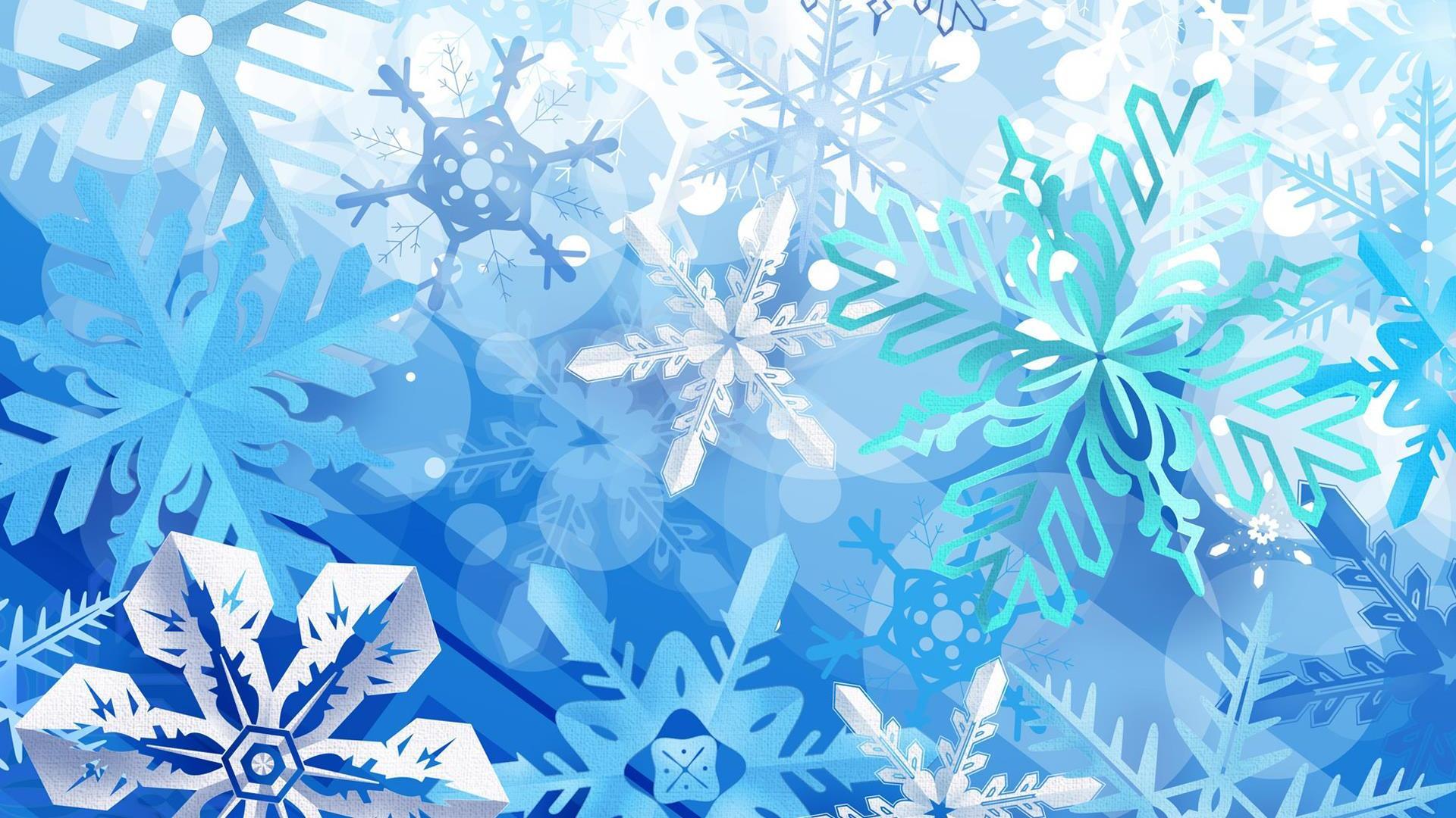 1920x1080 Blue snowflakes. Wallpaper for Android