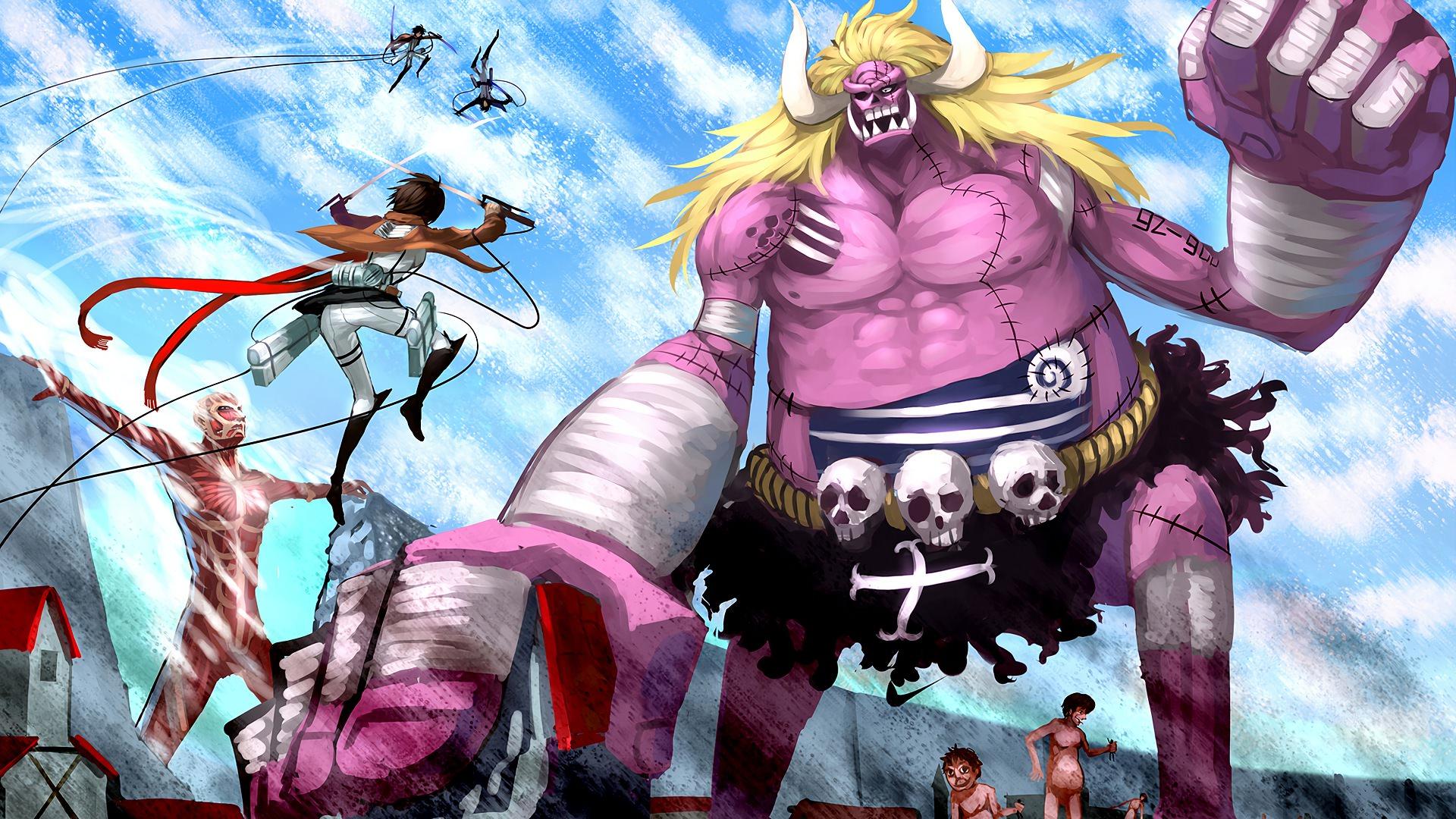 1920x1080 Attack on Titan One Piece Anime Cros. Wallpaper