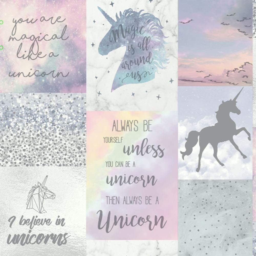 1000x1000 Arthouse Believe in Unicorns Wallpaper, Multi: Home & Kitchen