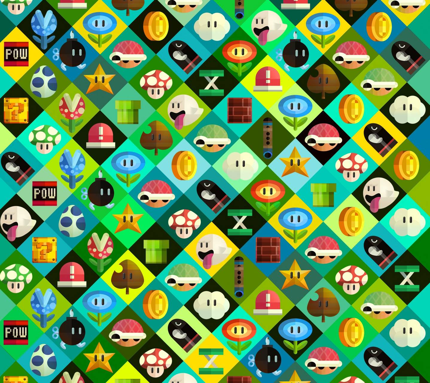 1438x1280 Mario Collage wallpaper
