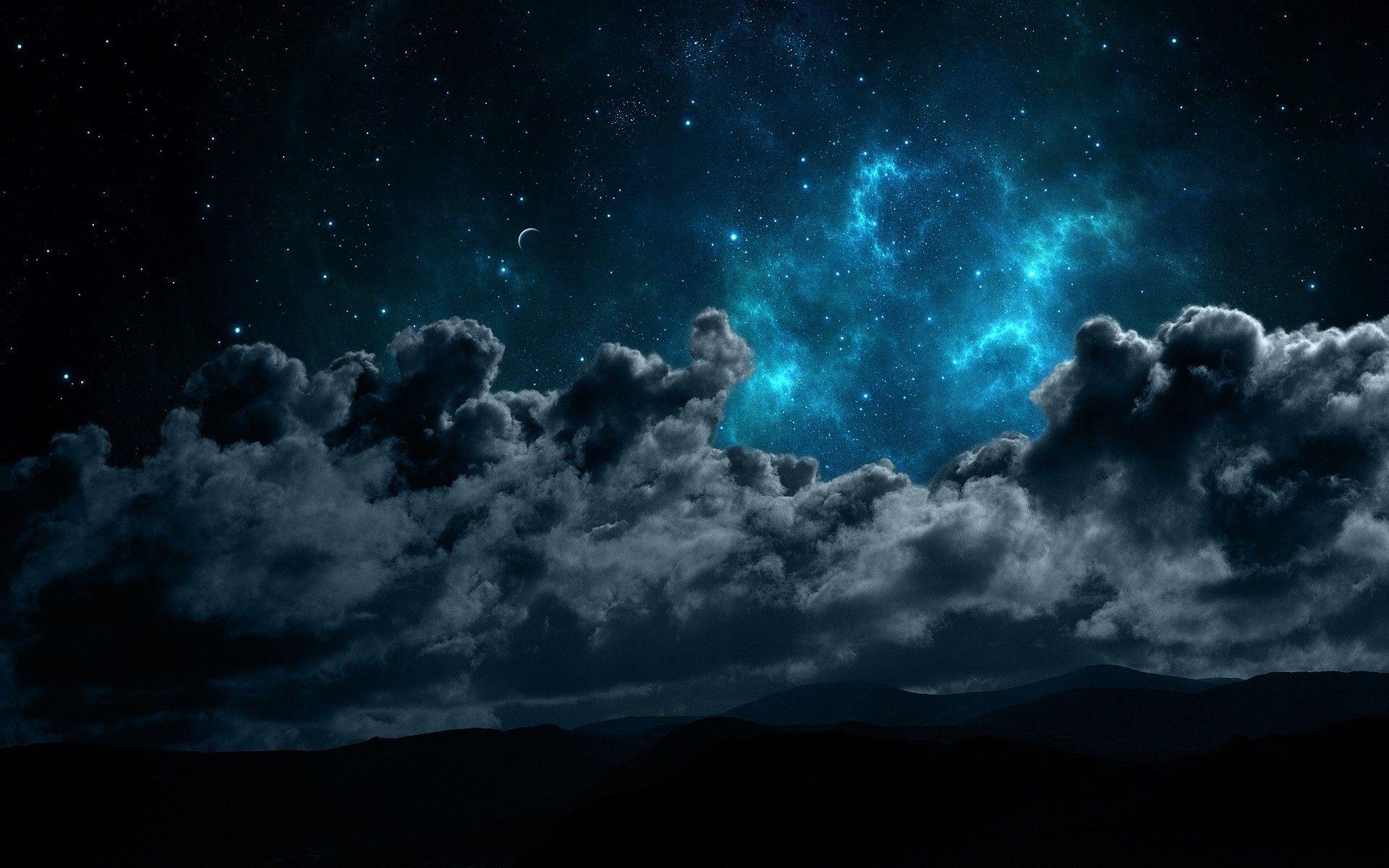 1920x1200 space stars clouds night wallpaper