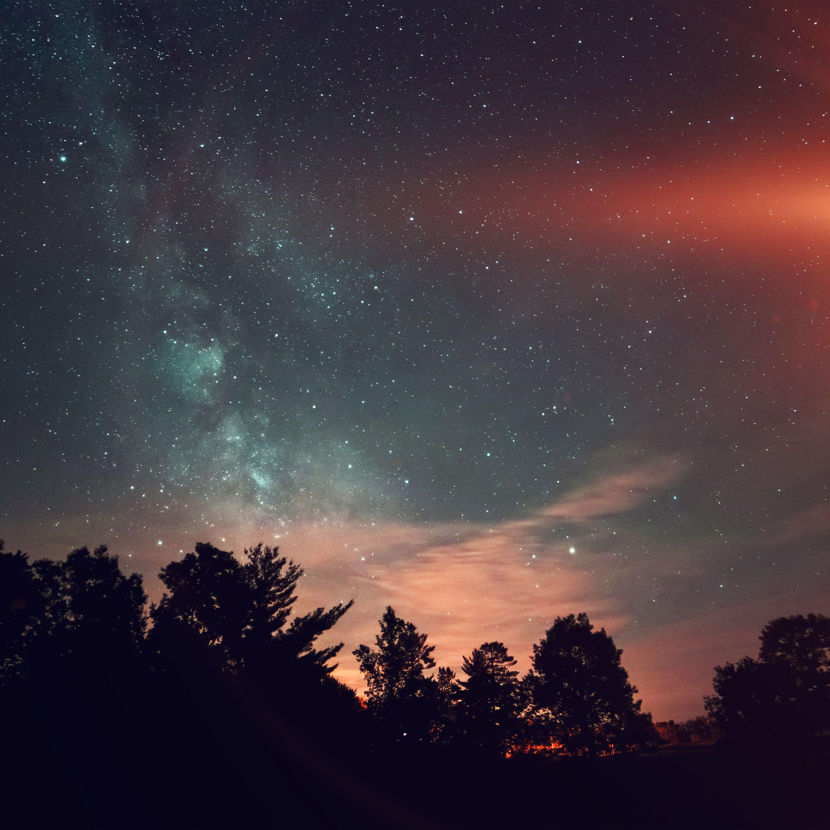2732x2732 Sky Night Star Dark Mountain Cloud Flare Wallpaper