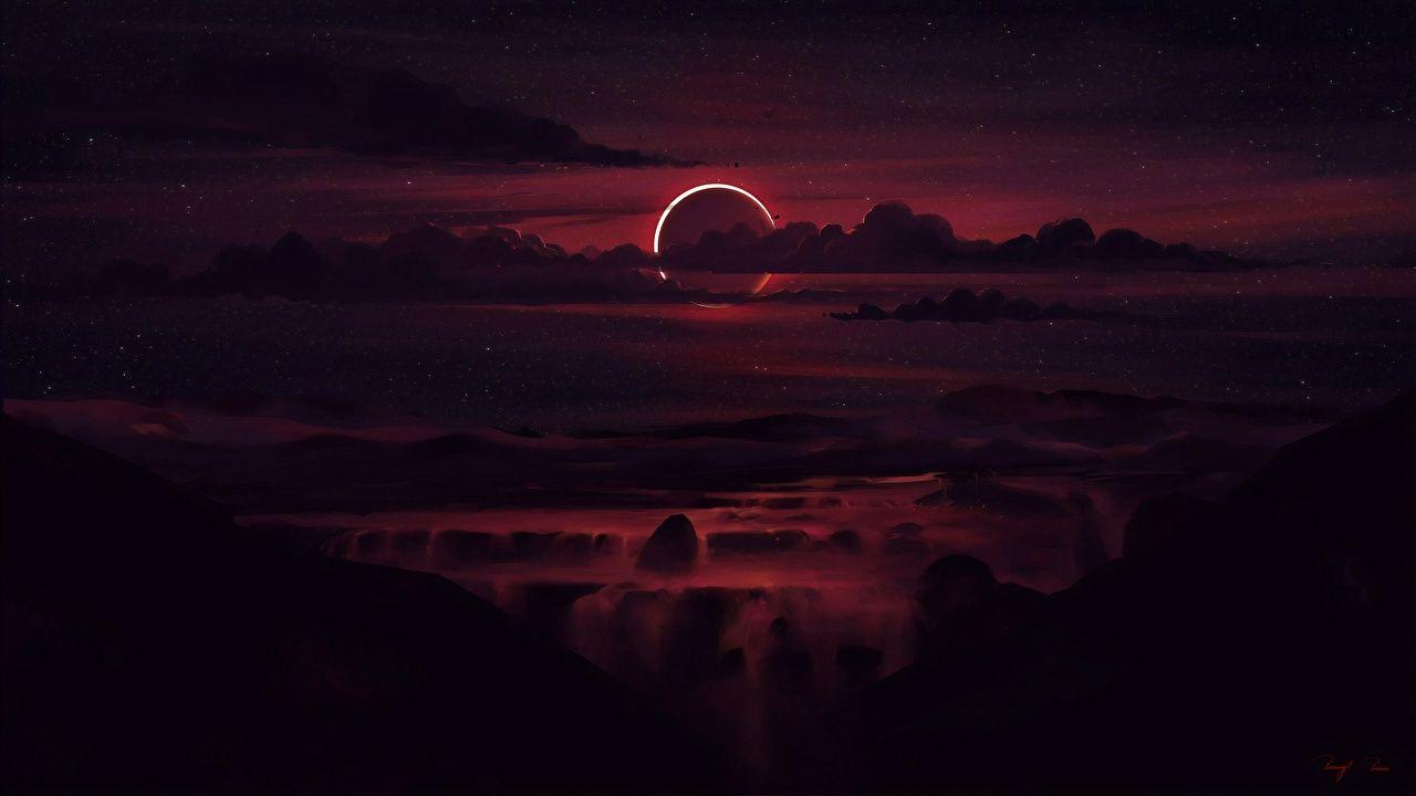 1280x720 Desktop Wallpaper Nature Sky Moon Night Clouds