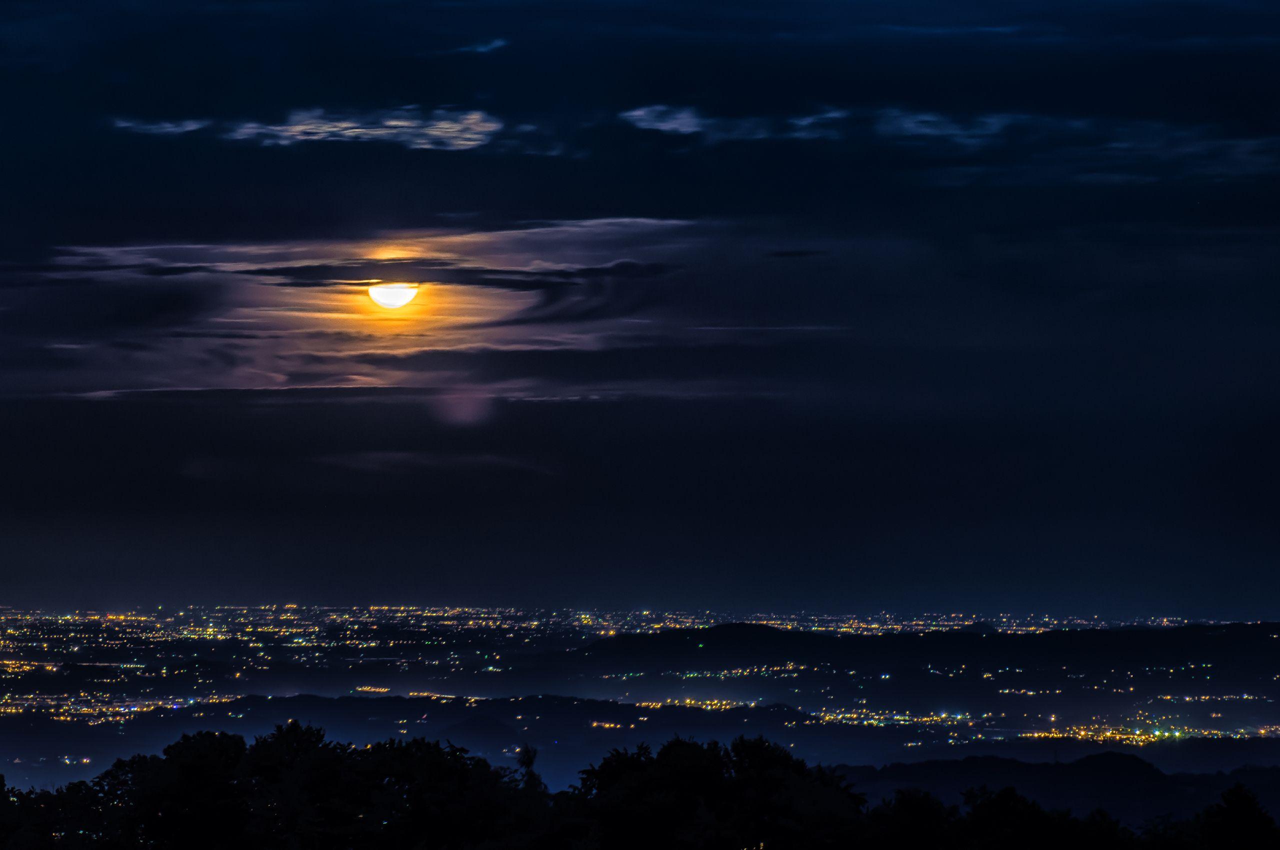 2560x1700 Moon Clouds Night City View 4k Chromebook Pixel HD 4k Wallpaper, Image, Background, Photo and Picture