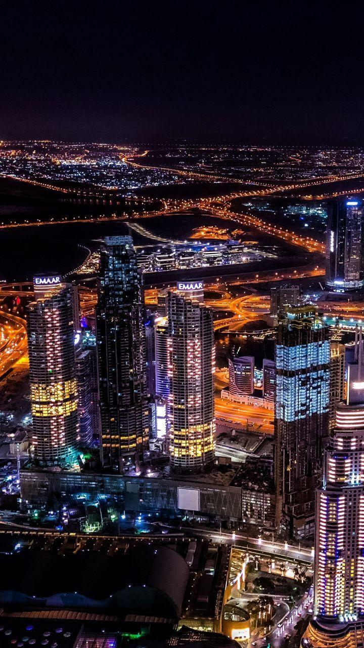 720x1280 Night, cityscape, buildings, Dubai, 720x1280 wallpaper. New york city buildings, Cityscape, City landscape