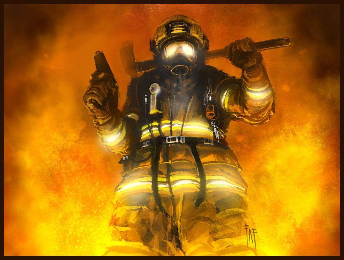 1190x900 Firefighter Wallpaper Art HD Wallpaper