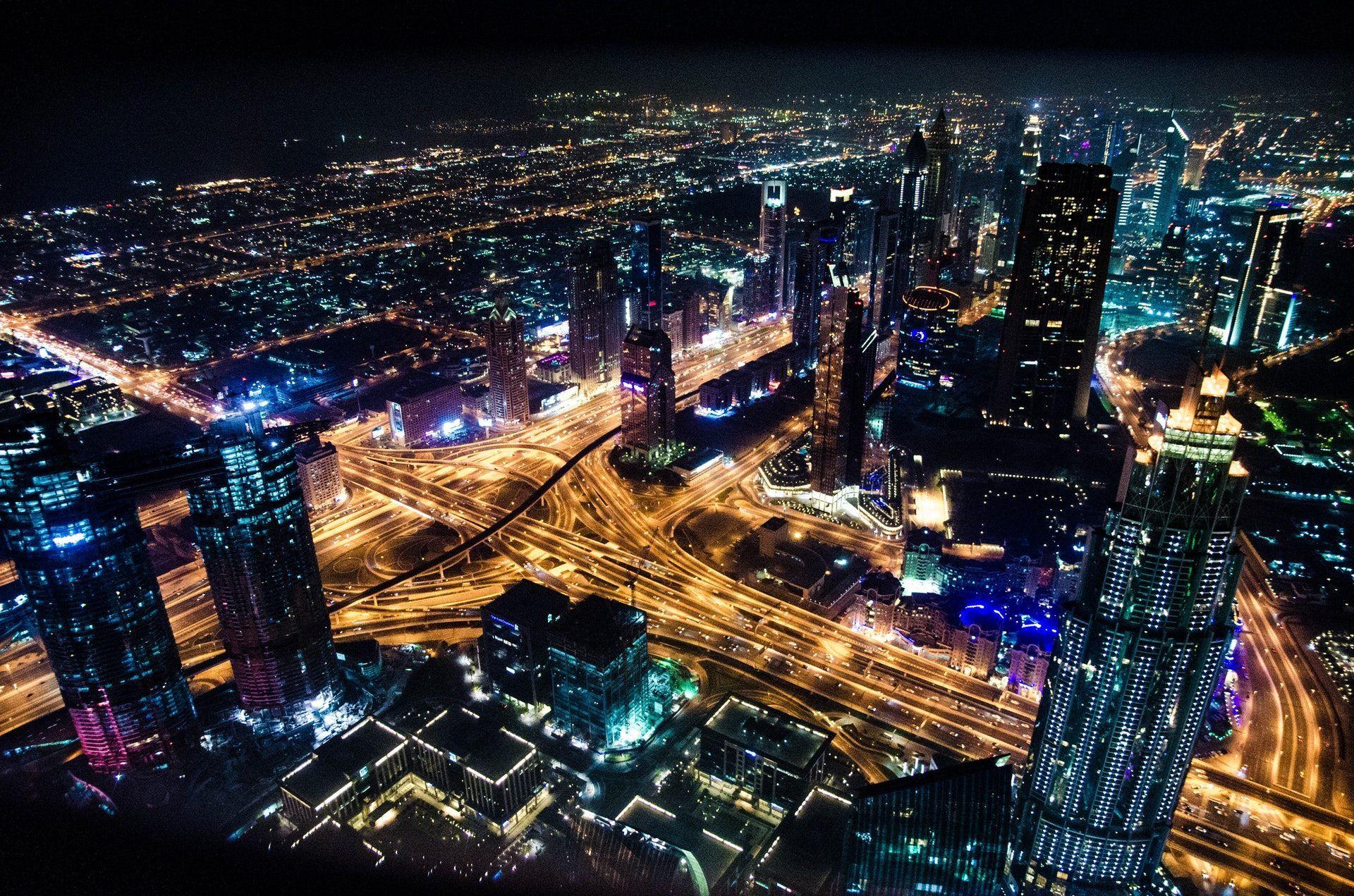 1920x1271 Lovely Bird View Of Dubai Night HD Wallpaper Night Pic HD