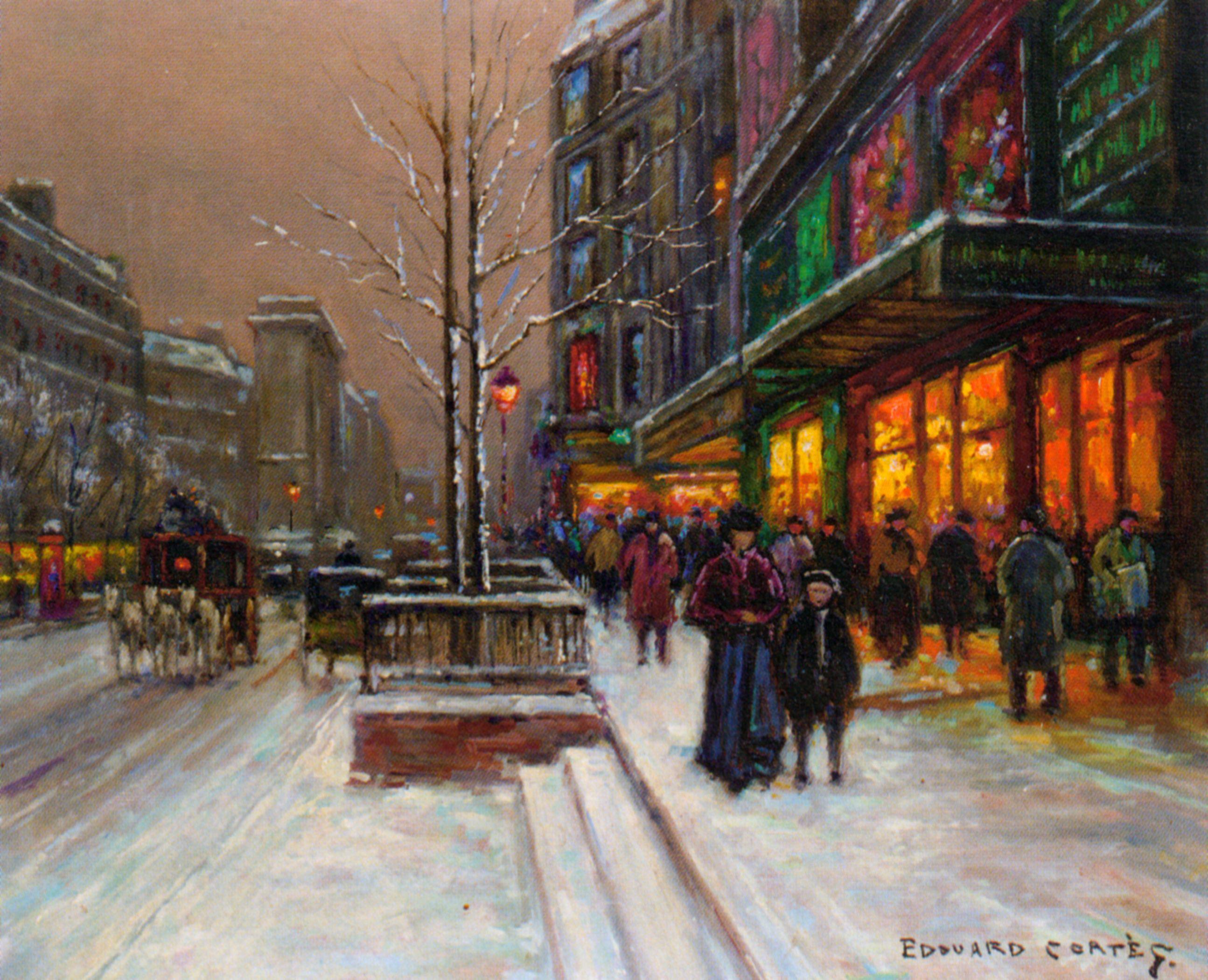 2589x2101 Street Painting Pics For Wallpaper Snow, Night Street, Paris