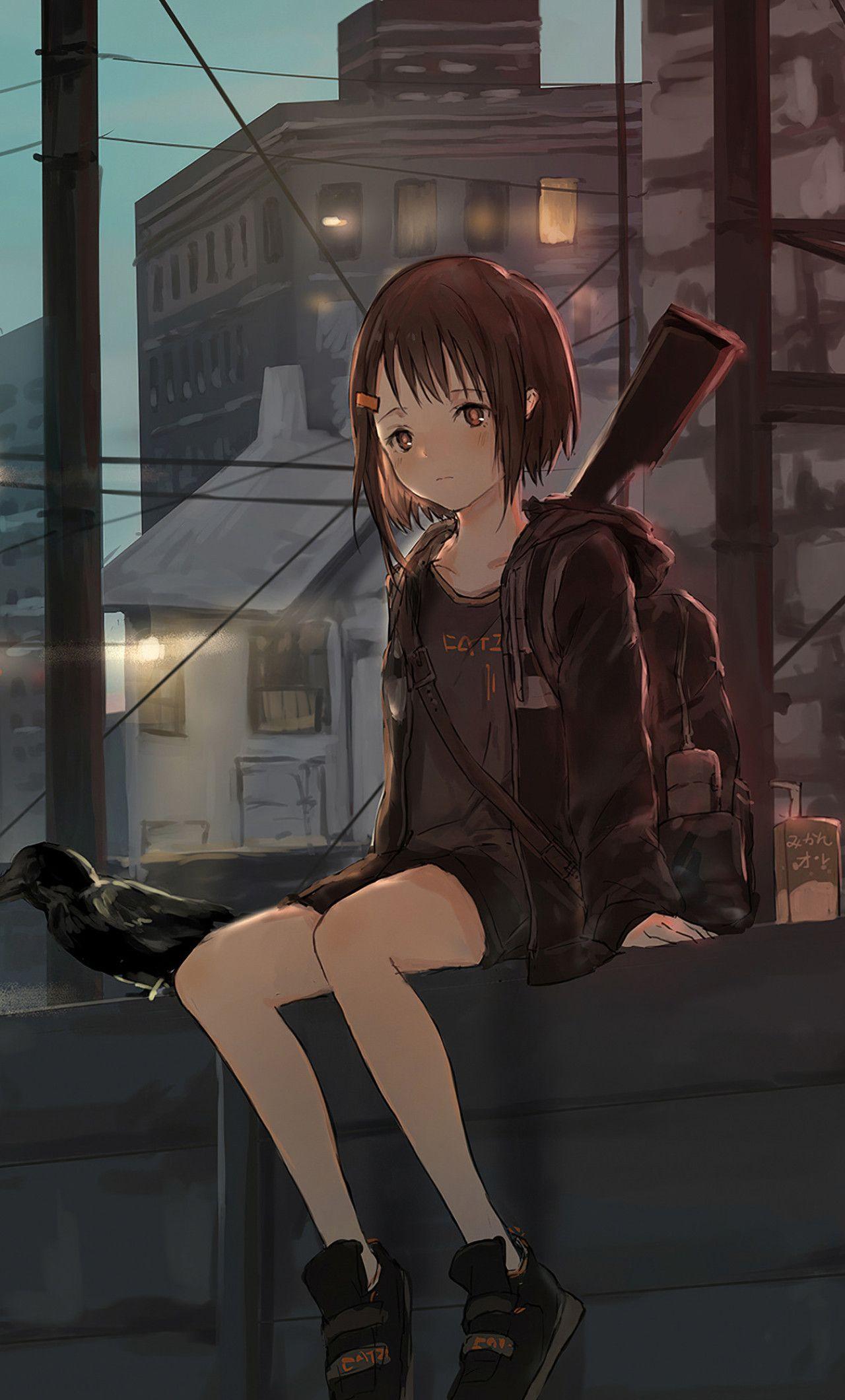 1280x2120 Sad Cartoon Girl Wallpaper
