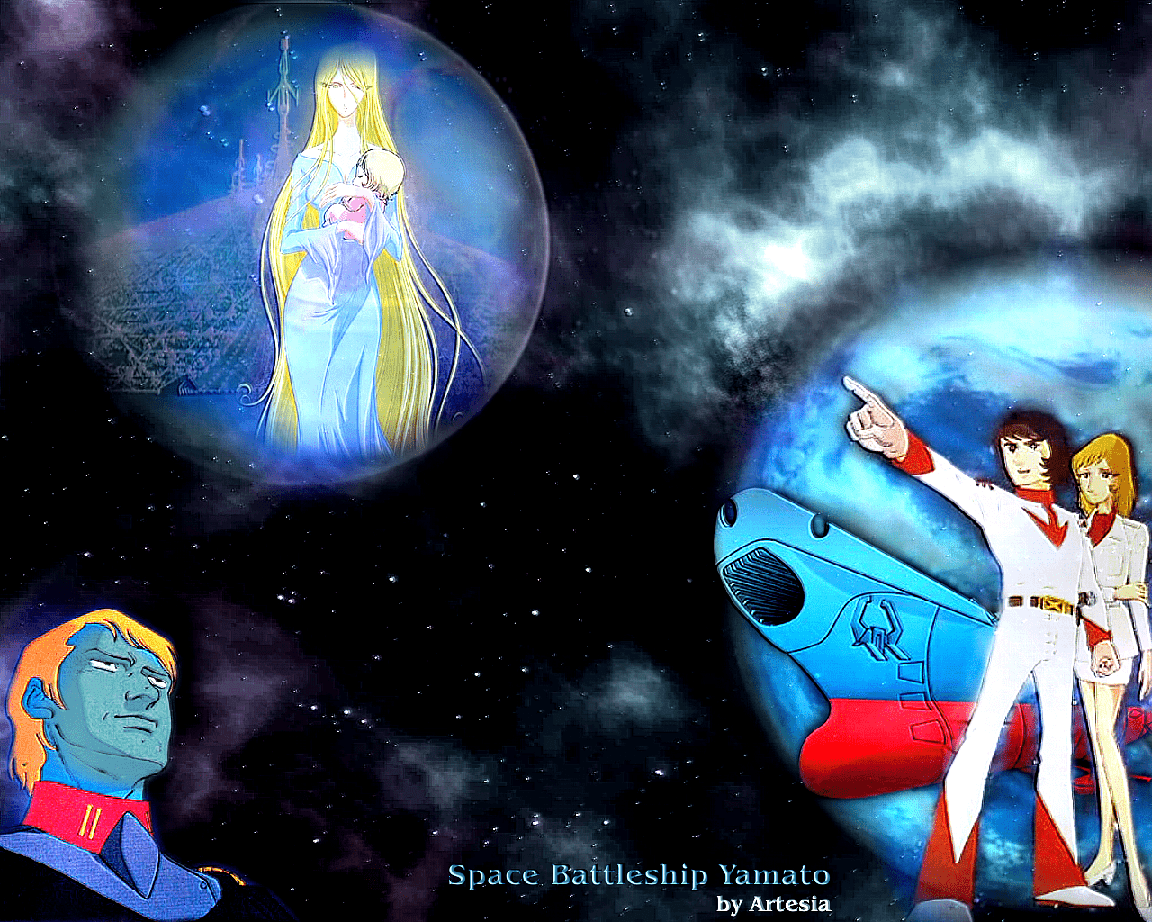 1280x1024 Anime Space Battleship .