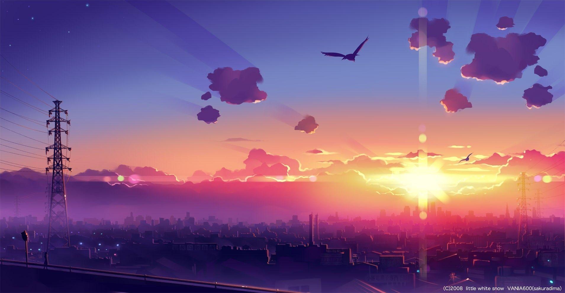 1909x992 Download Wallpaper, Download clouds dawn city birds 5 centimeters per second skyscapes 1909x992 wallpaper Wallpaper –Free Wallpaper Download