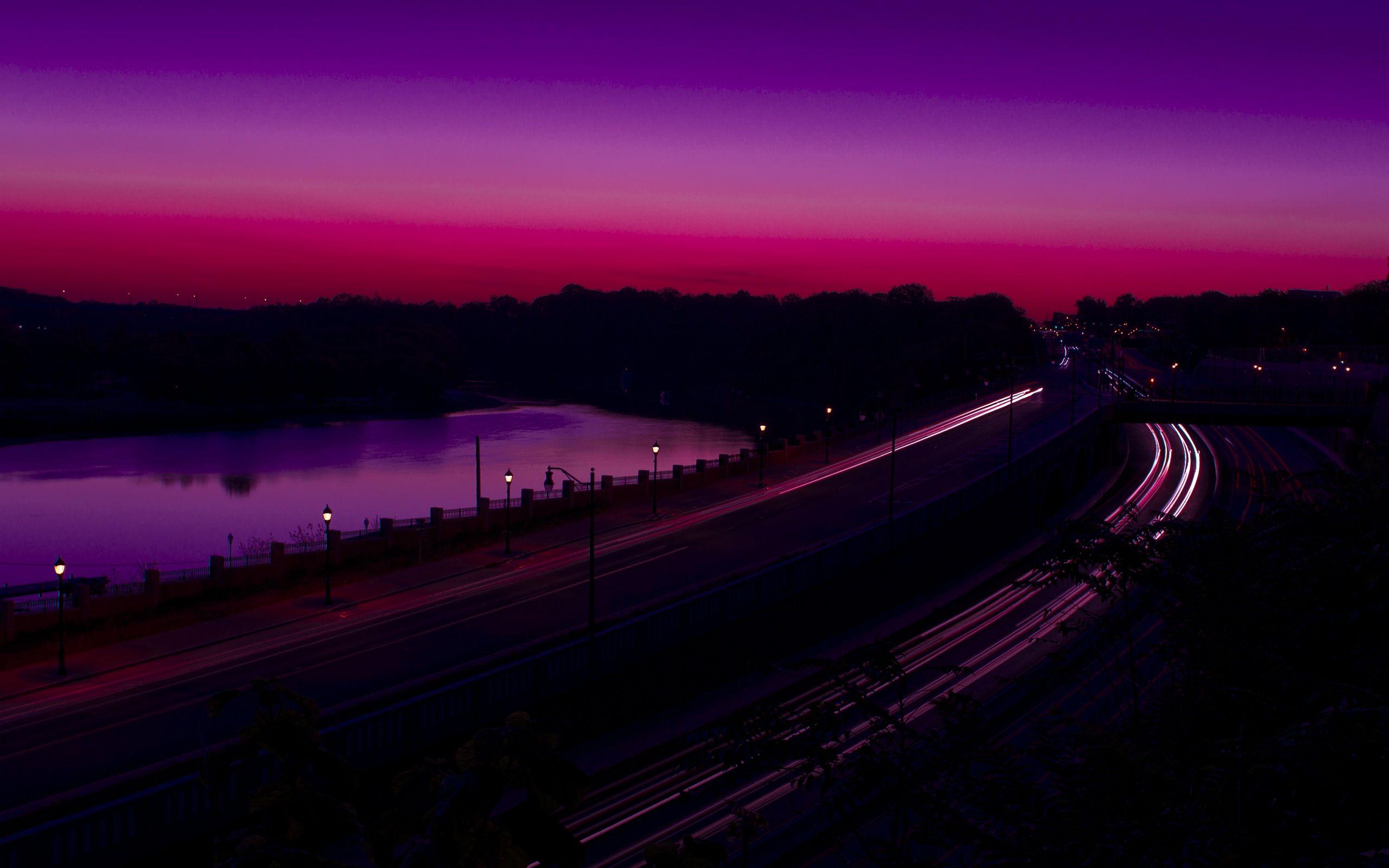 2560x1600 River Highway City New Jersey Dawn Reflection Light Wallpaper:2560x1600