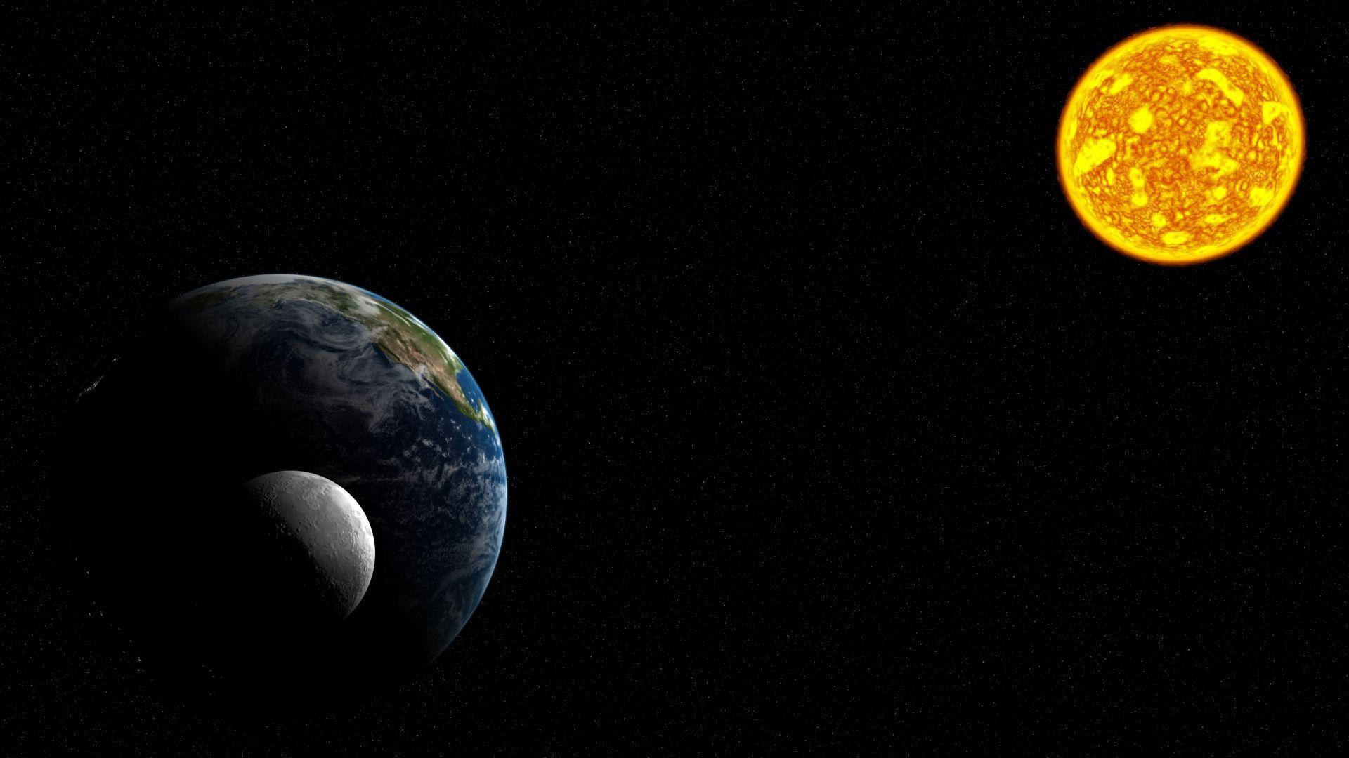 1920x1080 Sun Moon and Earth NASA about space
